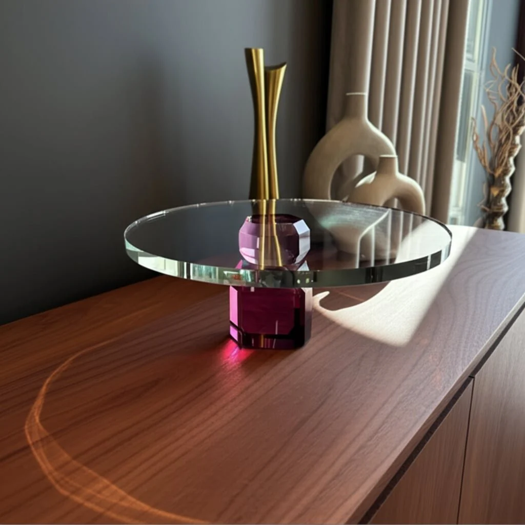 9x4" Crystal Cake Stand, Clear/purple - Image 9