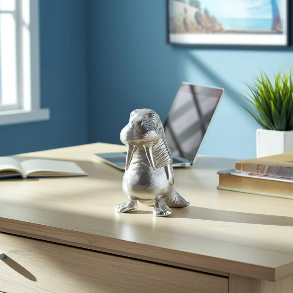 9x5" Metal Walrus, Silver - Image 12