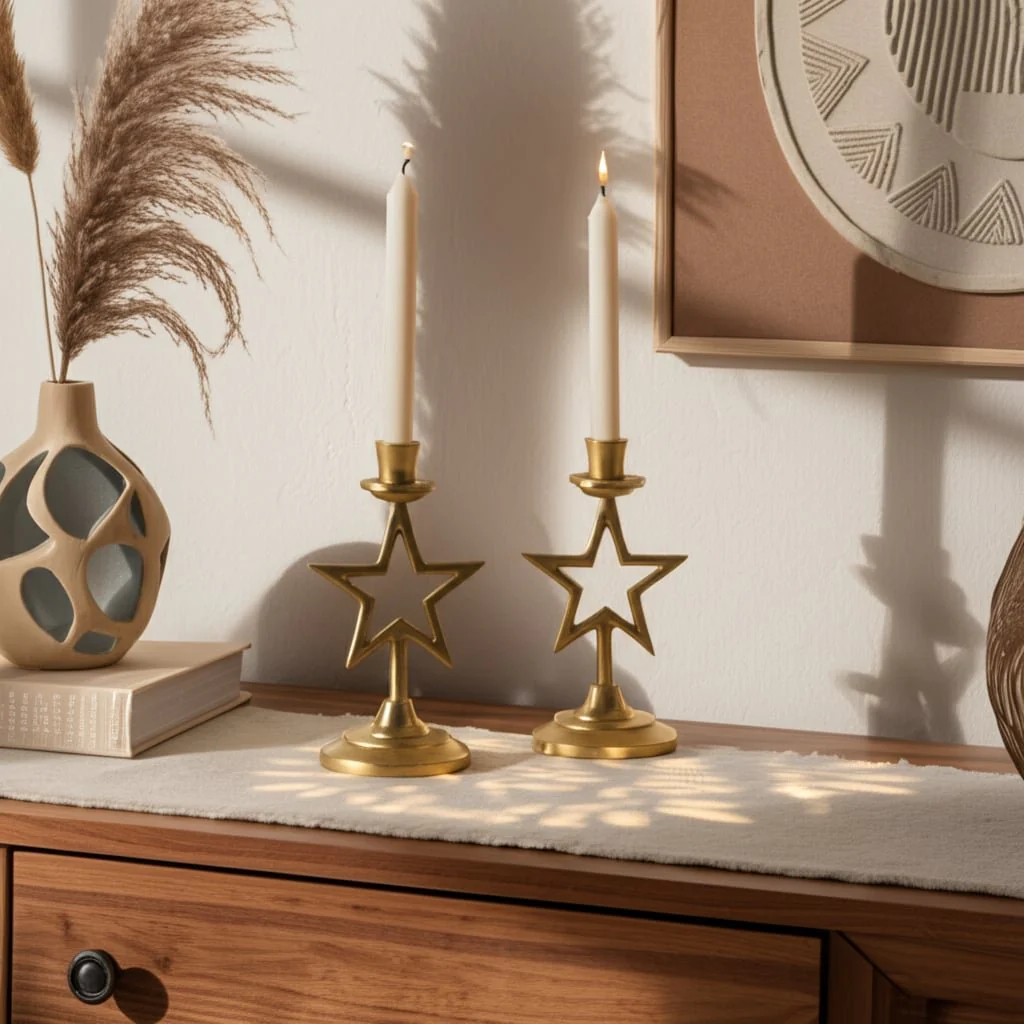 9x5" Star Taper Holder, Gold - Image 11