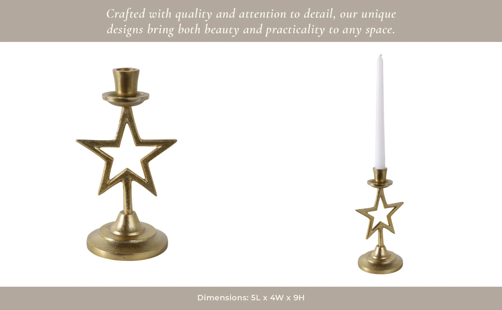 9x5" Star Taper Holder, Gold - Image 14