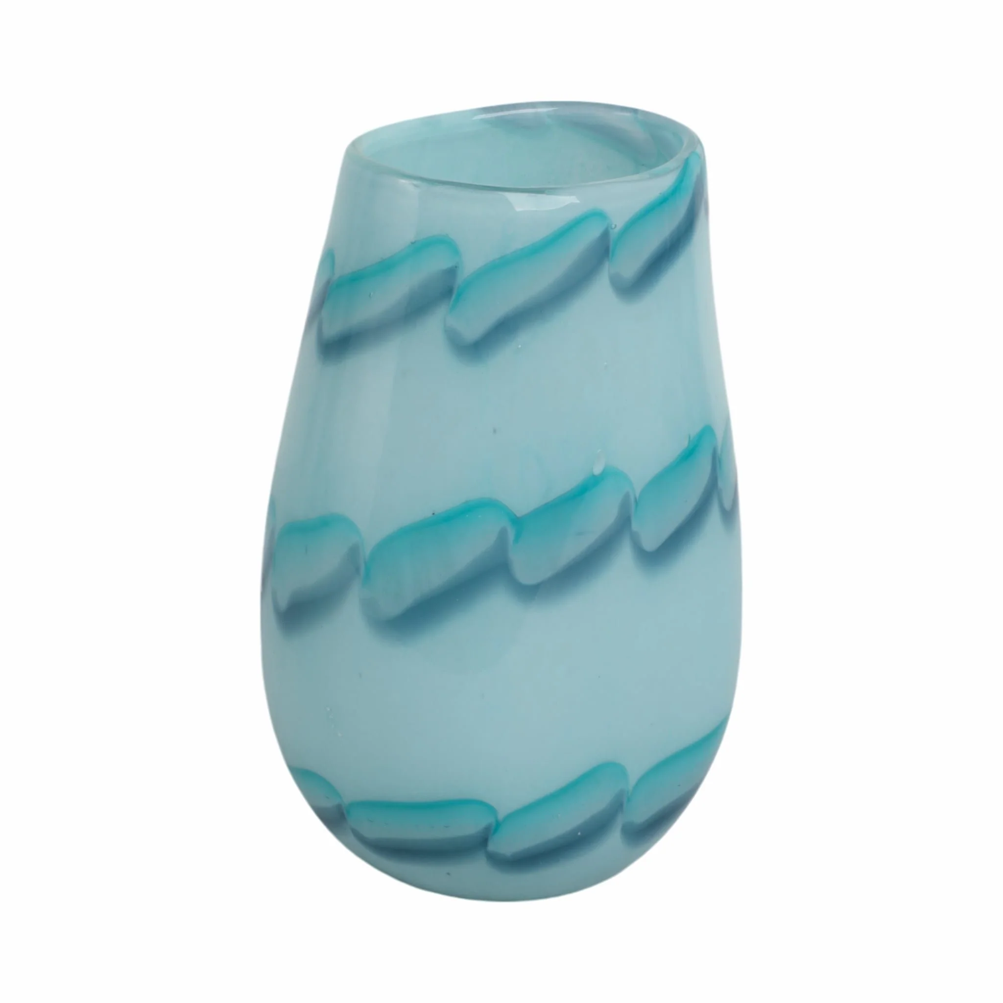 9x6" Bead Pattern Glass Vase, Blue - Image 3