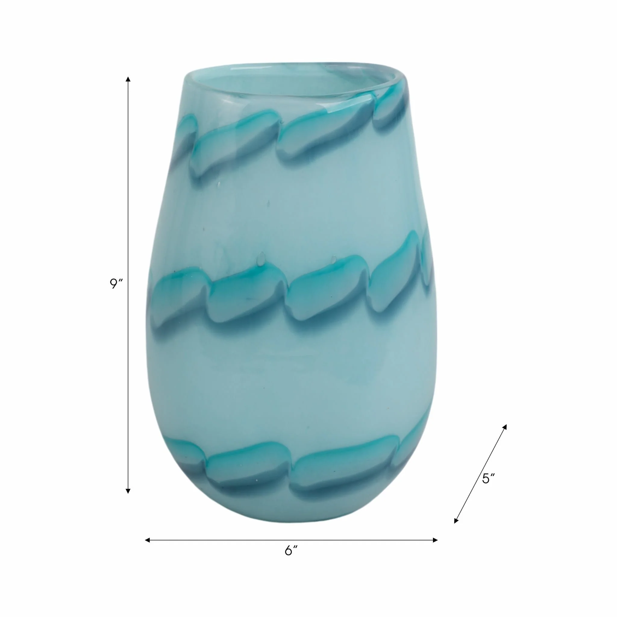 9x6" Bead Pattern Glass Vase, Blue - Image 9