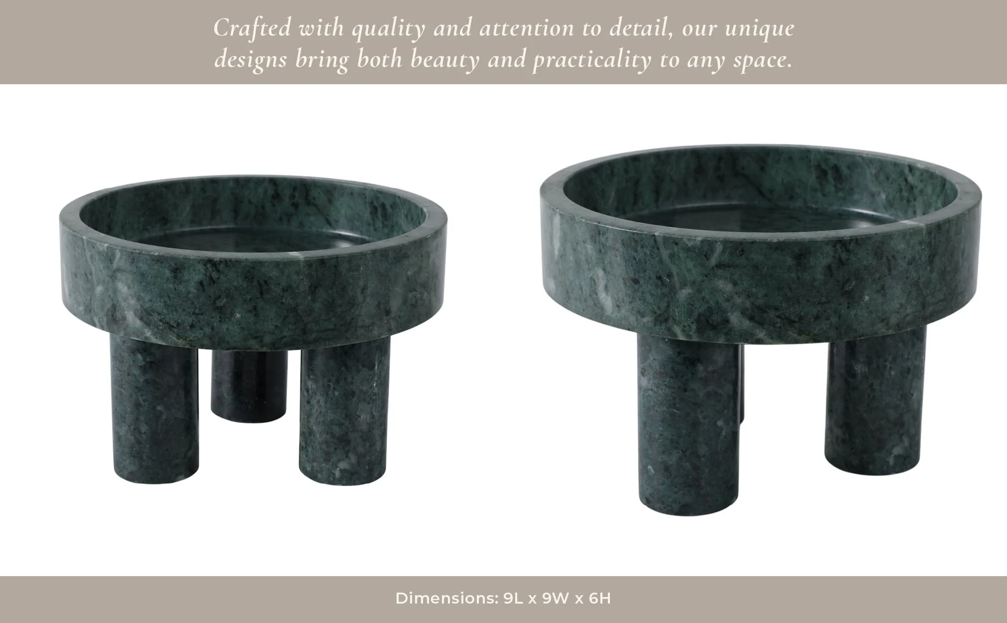 9x6" Marble Bowl On 3 Feet, Green - Image 11