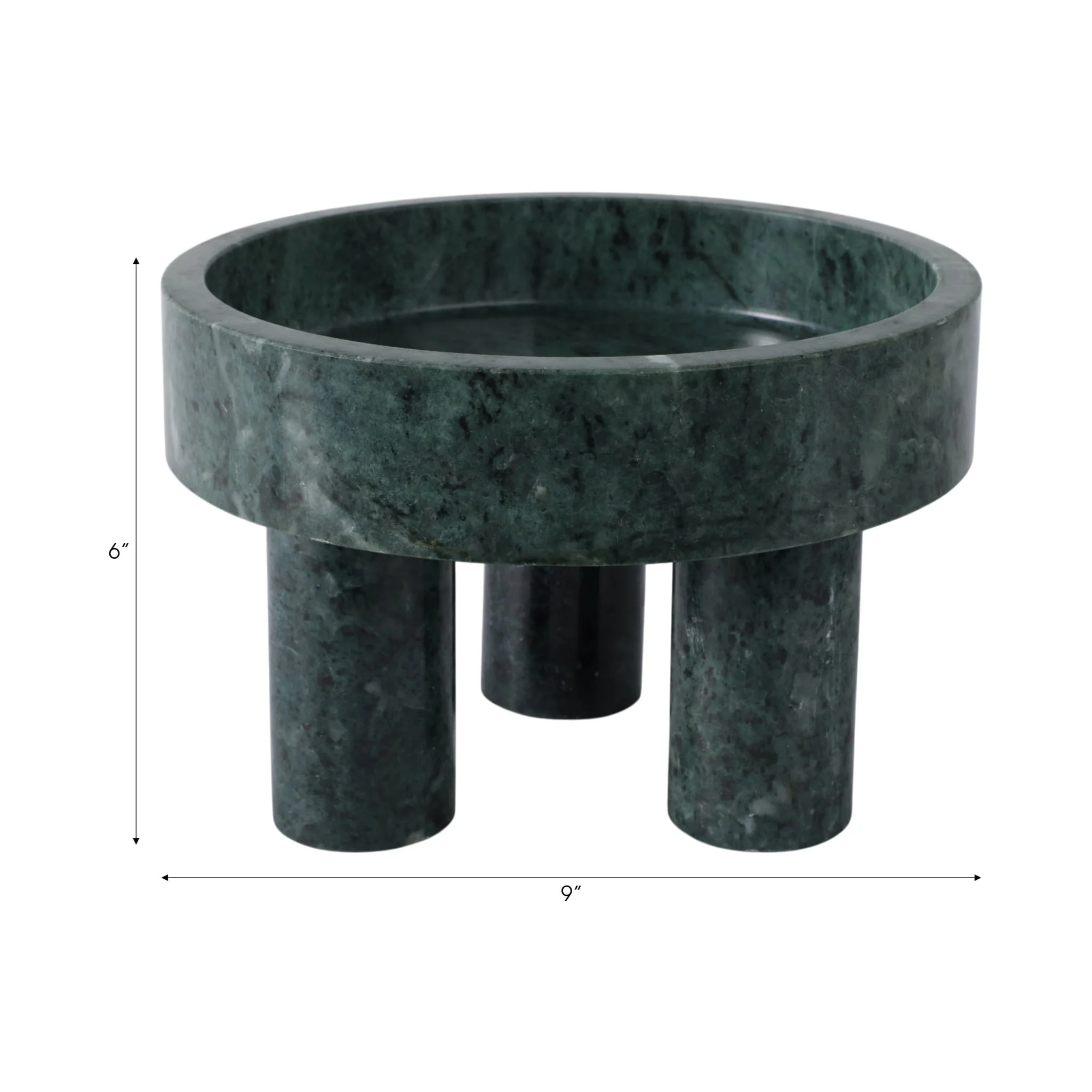 9x6" Marble Bowl On 3 Feet, Green - Image 8
