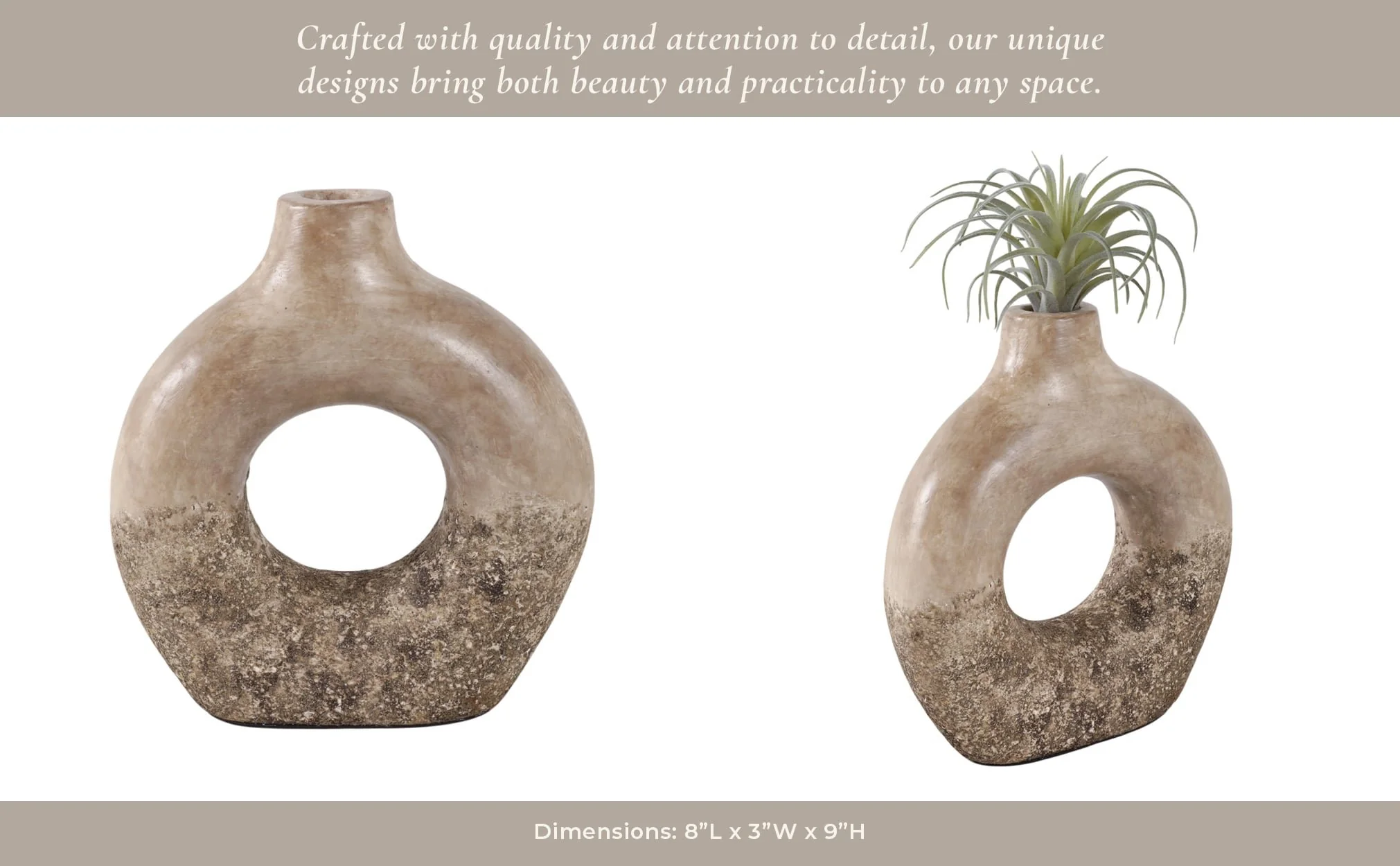 9x8" Open Cut-out Terracotta Vase, Ivory Multi - Image 12