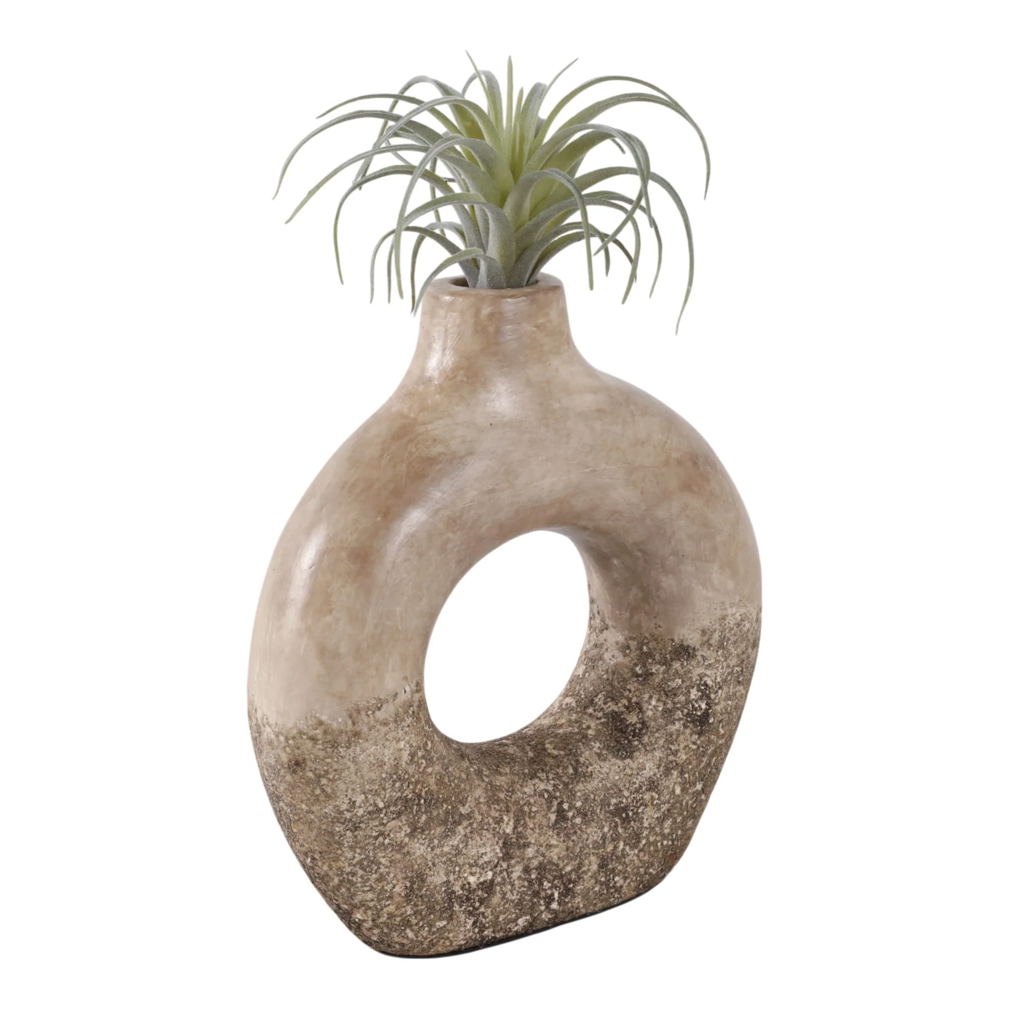 9x8" Open Cut-out Terracotta Vase, Ivory Multi - Image 2
