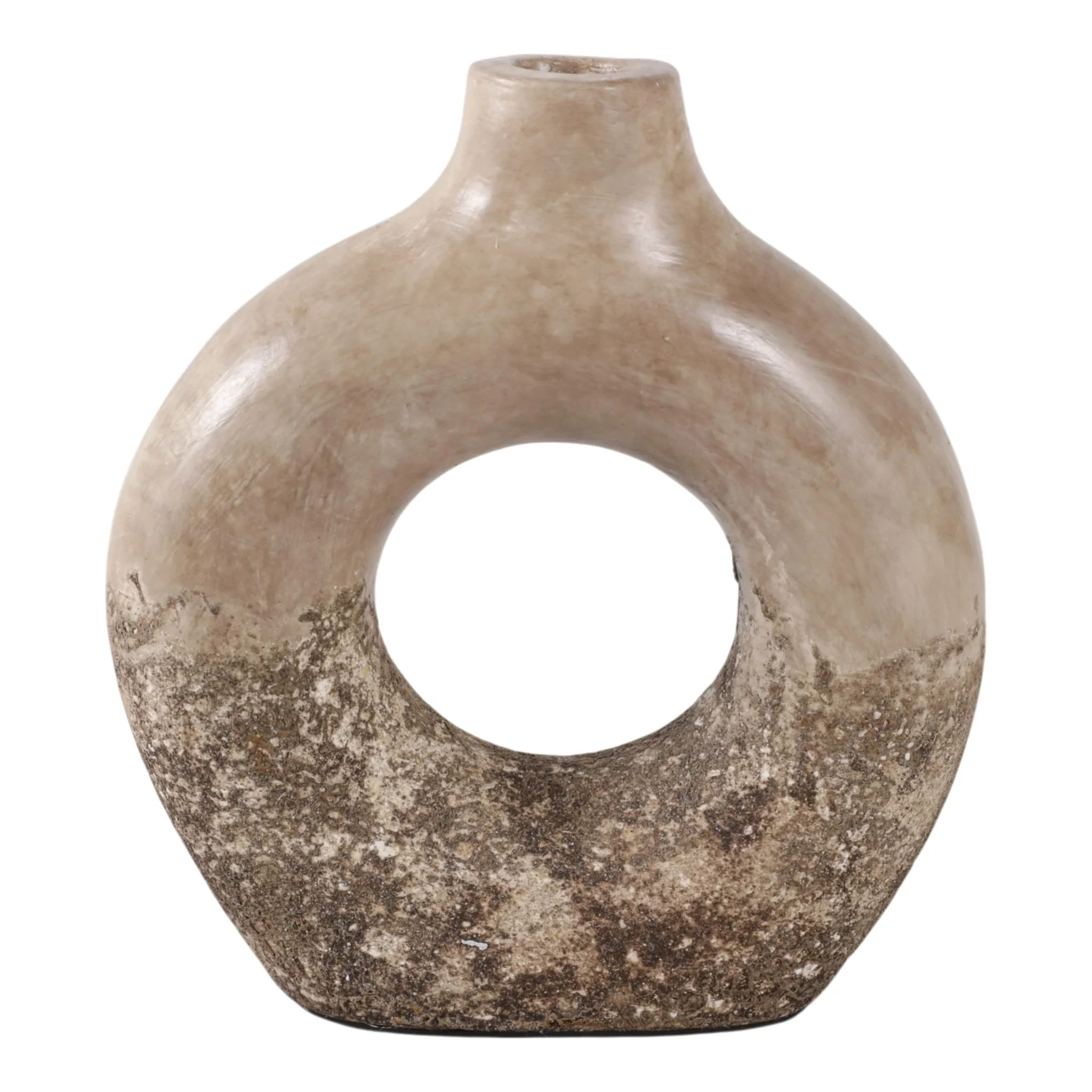 9x8" Open Cut-out Terracotta Vase, Ivory Multi - Image 4