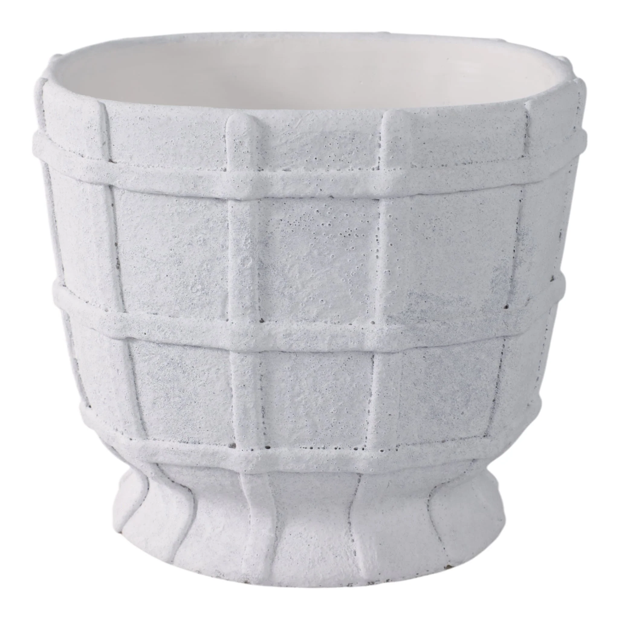 9x9" Grid Applique Pedestal Planter, White - Image 3