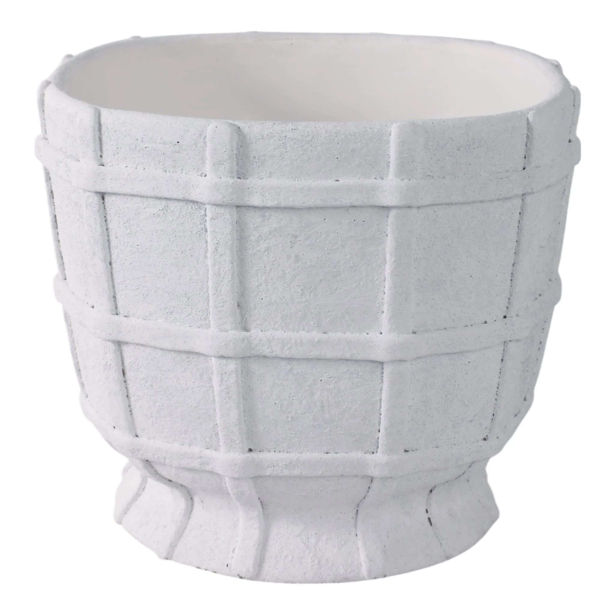9x9" Grid Applique Pedestal Planter, White - Image 4