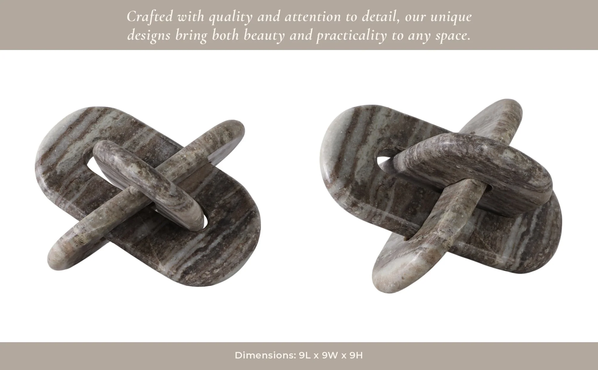 9x9" Rounded Marble Knot, Grey - Image 11