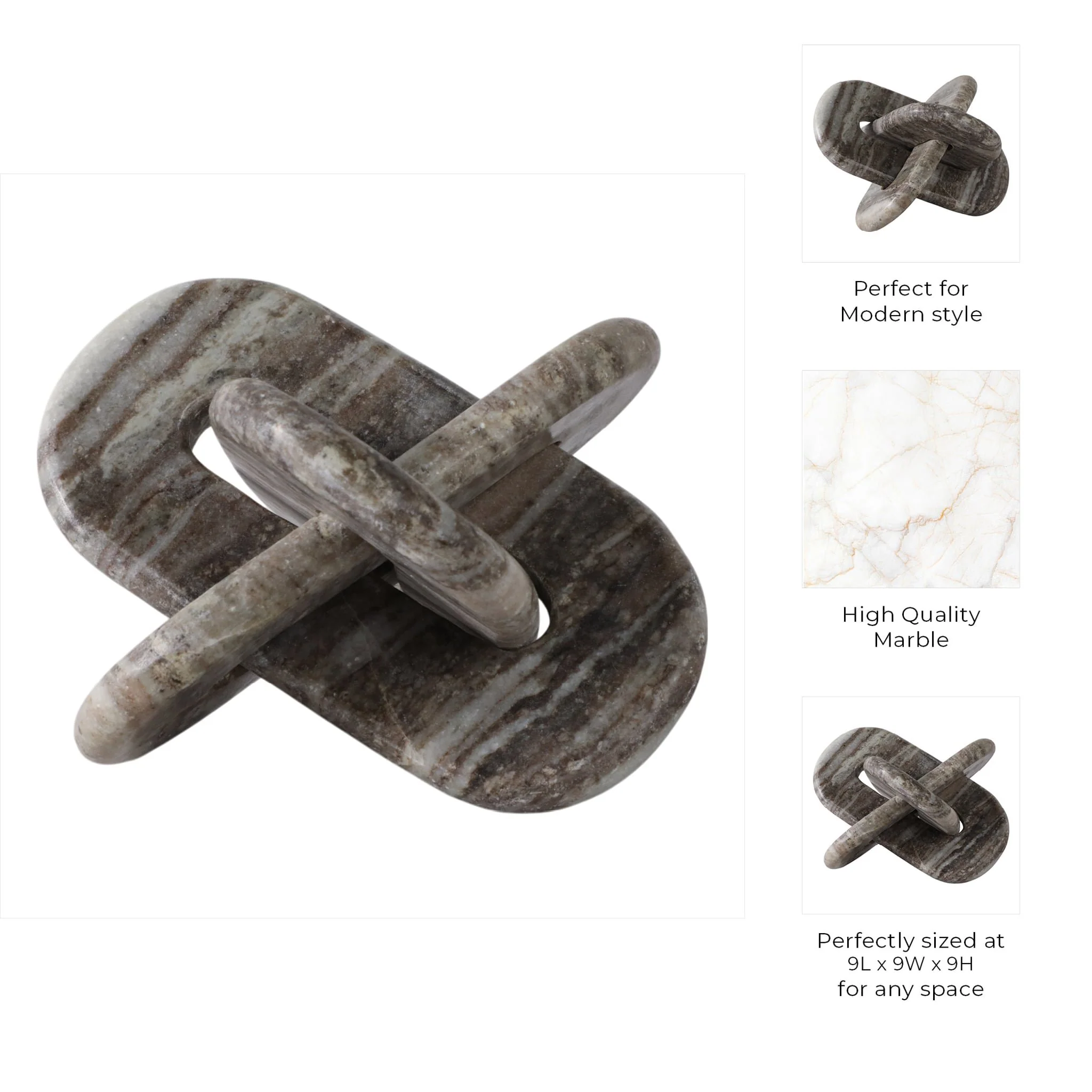 9x9" Rounded Marble Knot, Grey - Image 9