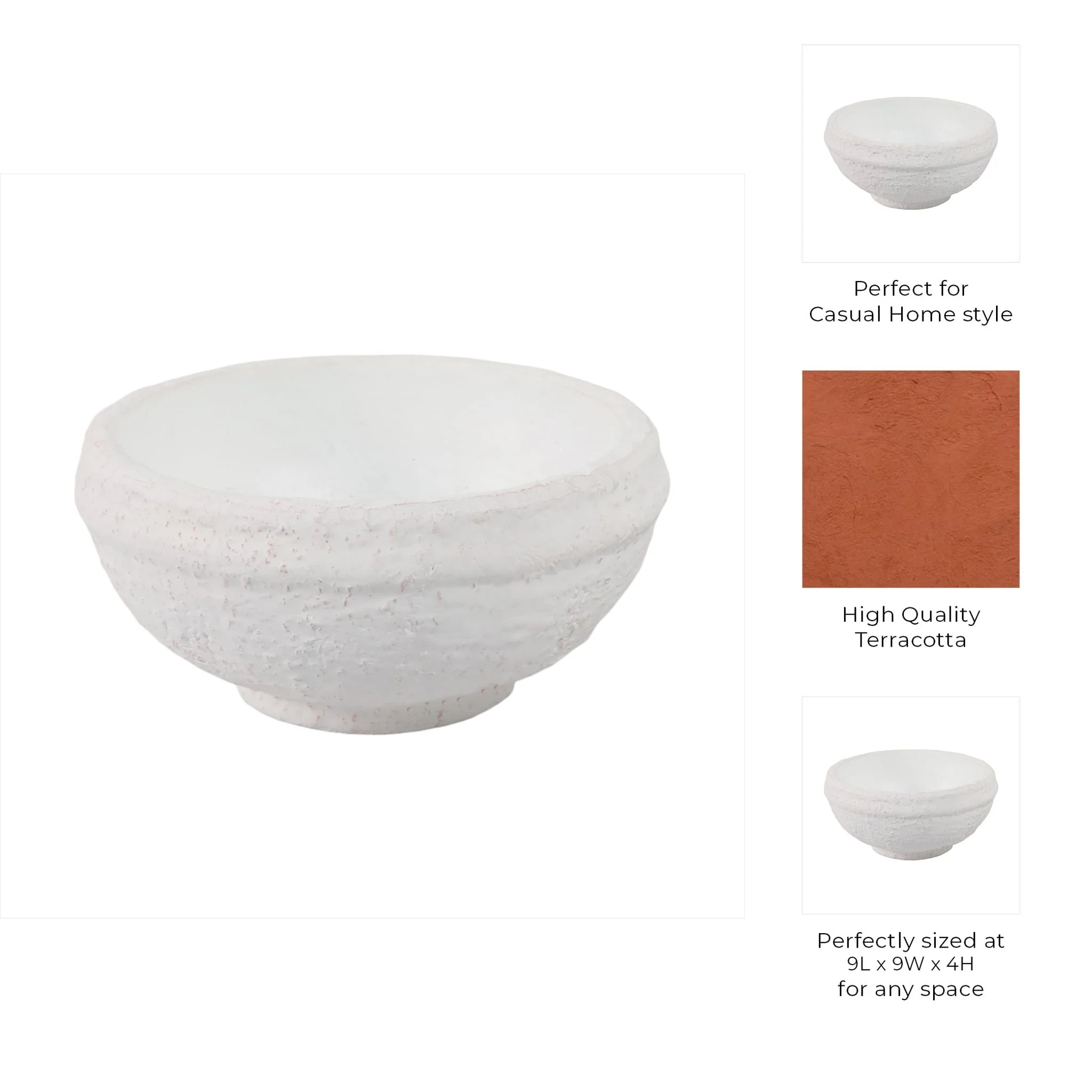 9x9" Textured Bowl, White - Image 9