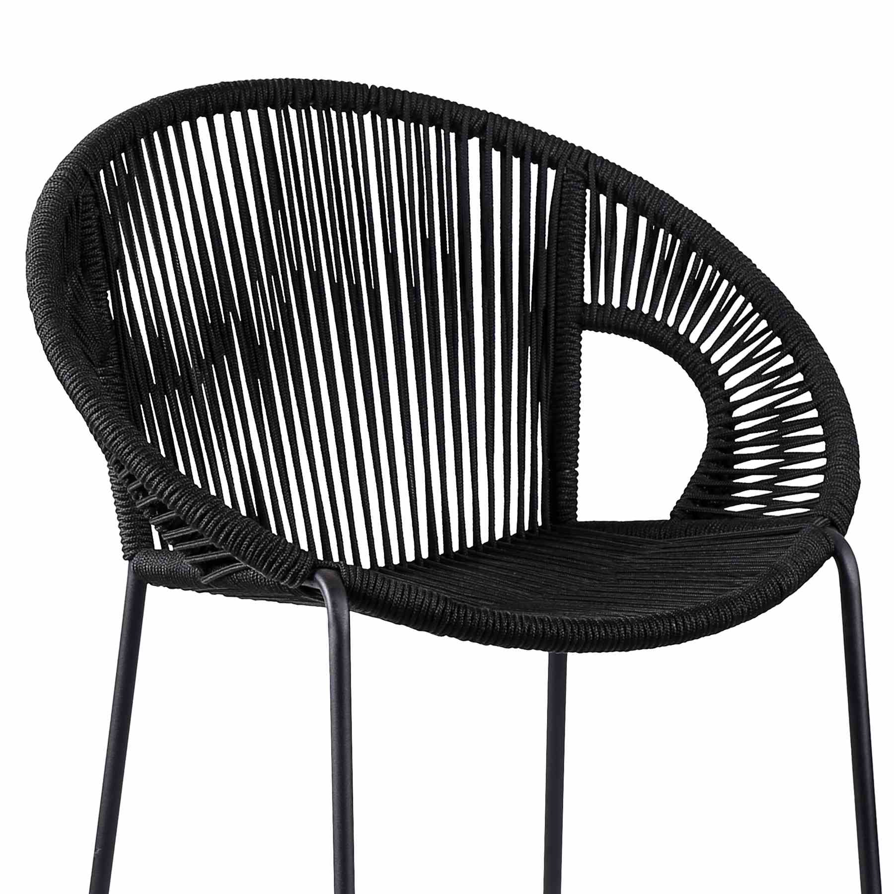 Acapulco 26" Indoor Outdoor Steel Bar Stool with Black Rope - Image 4