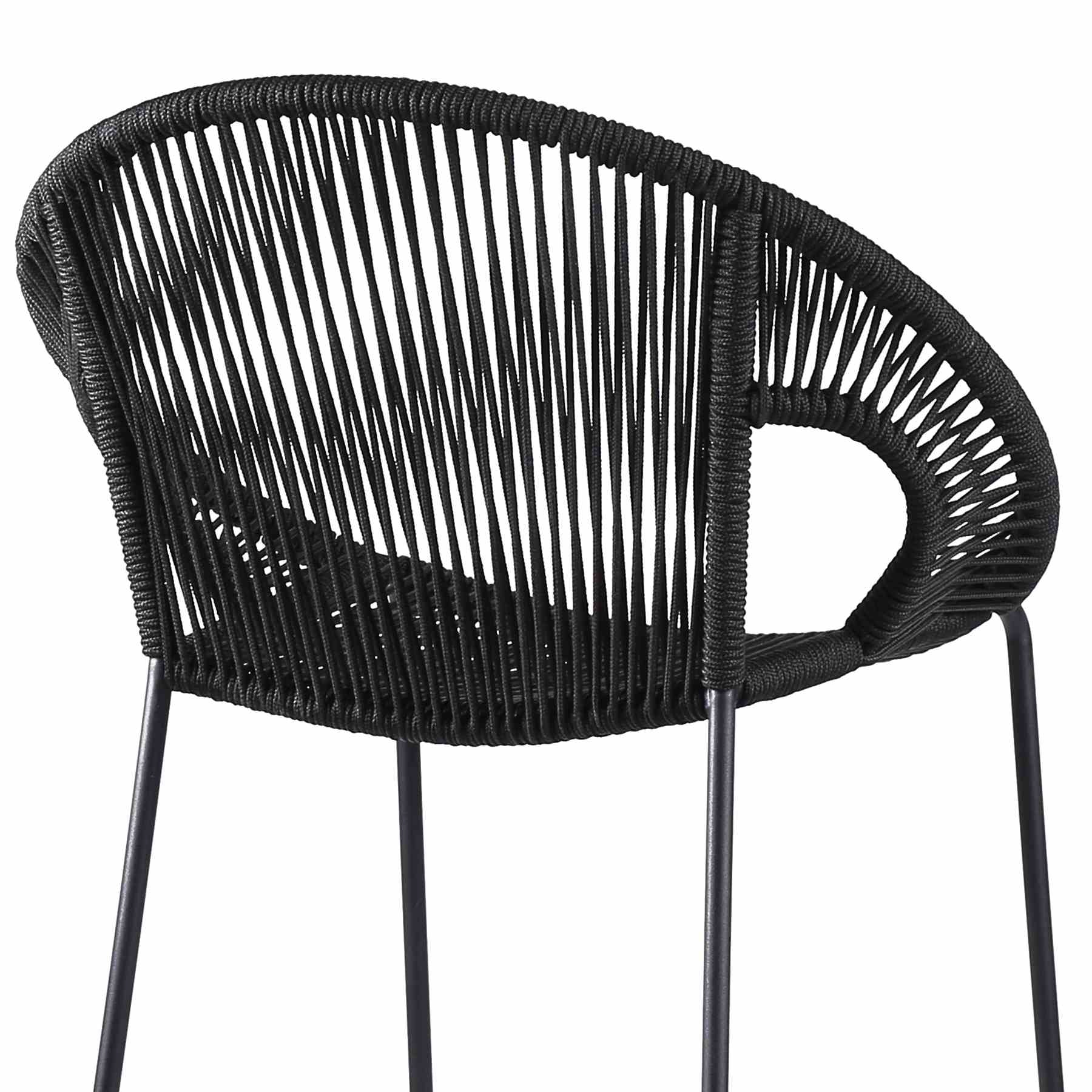 Acapulco 26" Indoor Outdoor Steel Bar Stool with Black Rope - Image 5