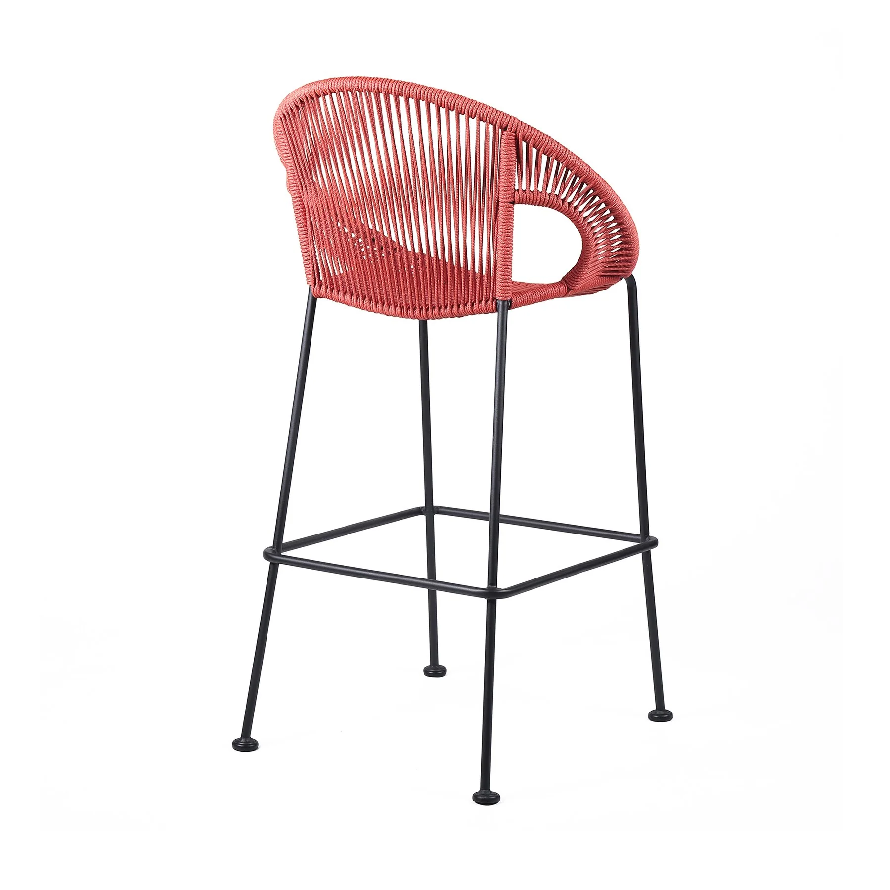 Acapulco 26" Indoor Outdoor Steel Bar Stool with Brick Red Rope - Image 3