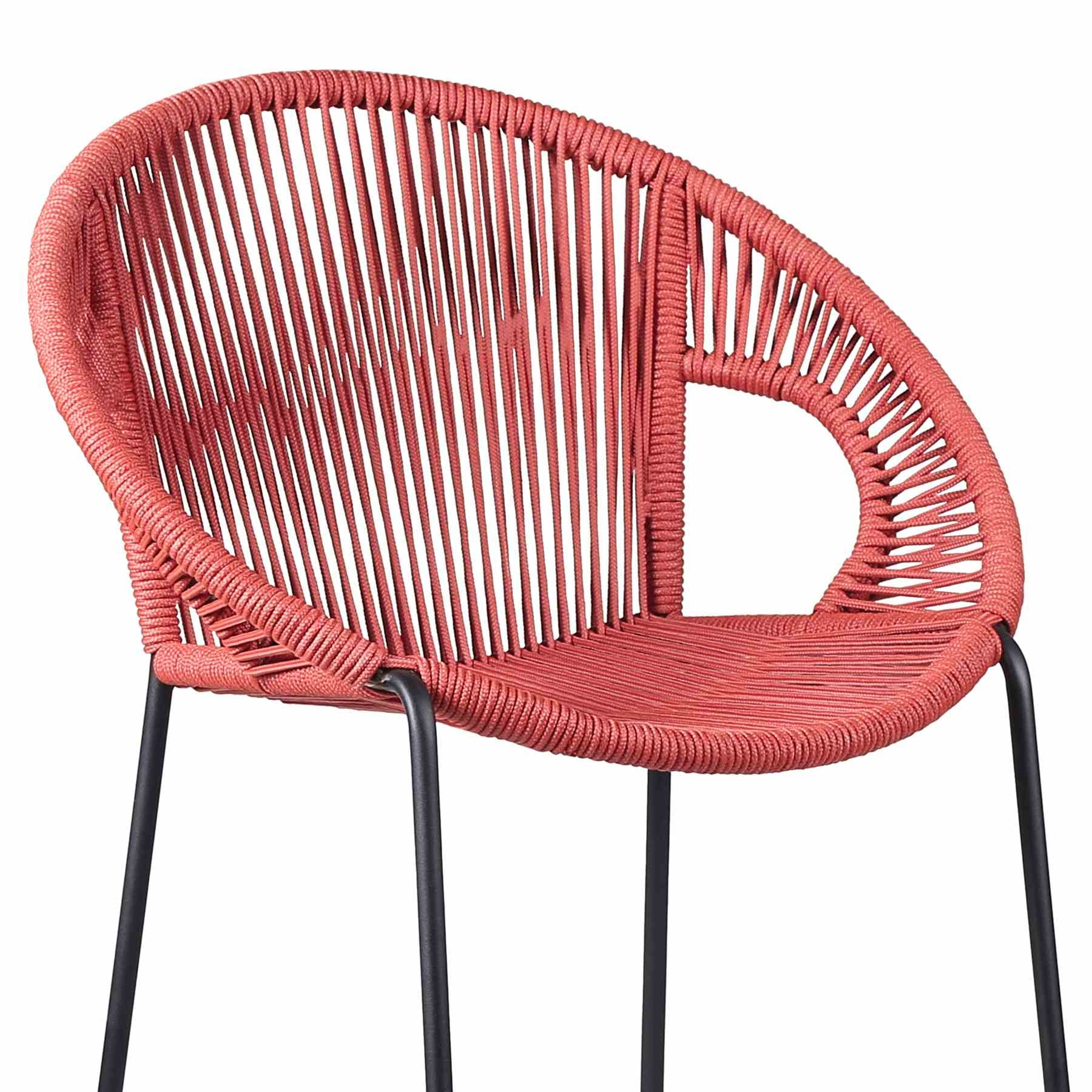 Acapulco 26" Indoor Outdoor Steel Bar Stool with Brick Red Rope - Image 4