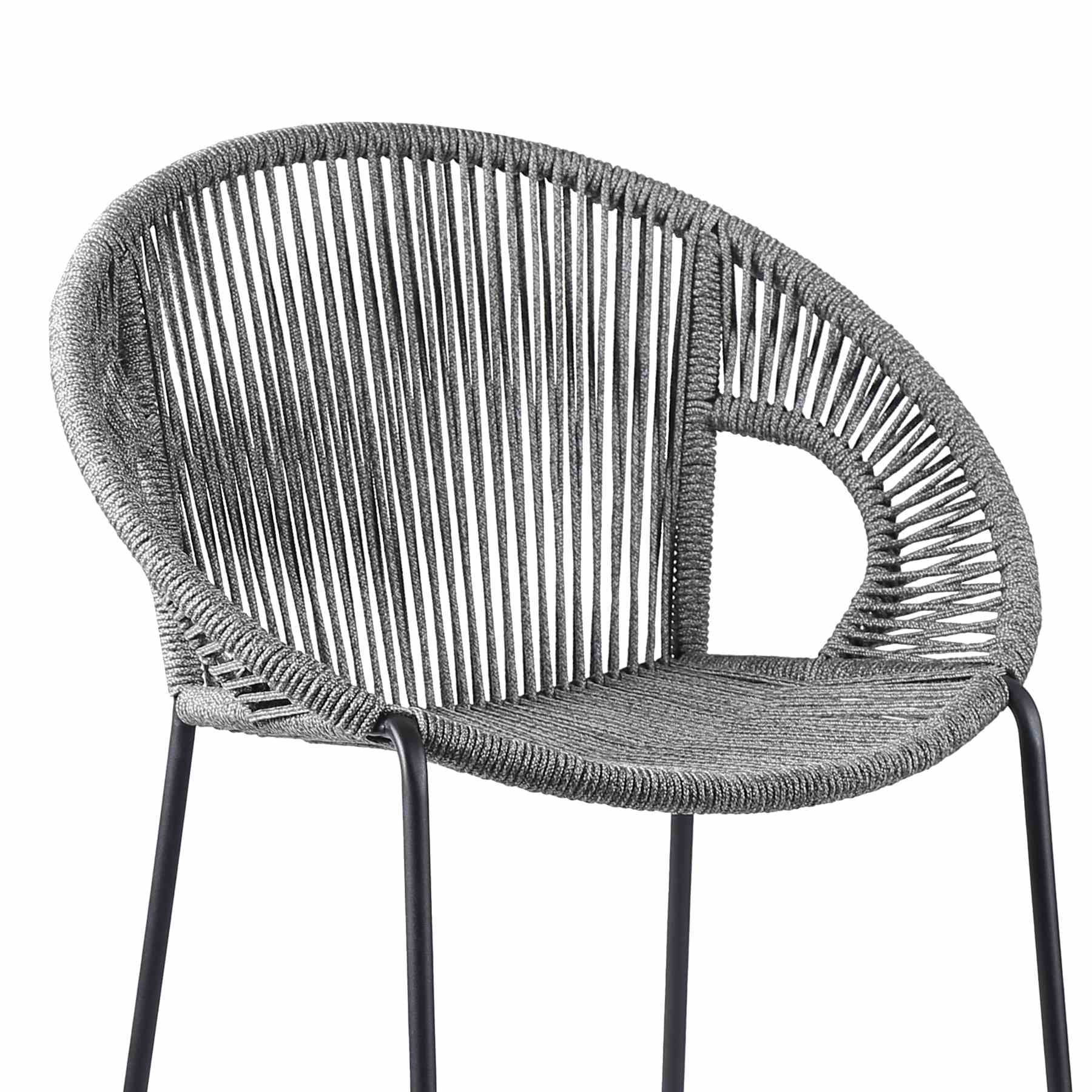 Acapulco 26" Indoor Outdoor Steel Bar Stool with Gray Rope - Image 4