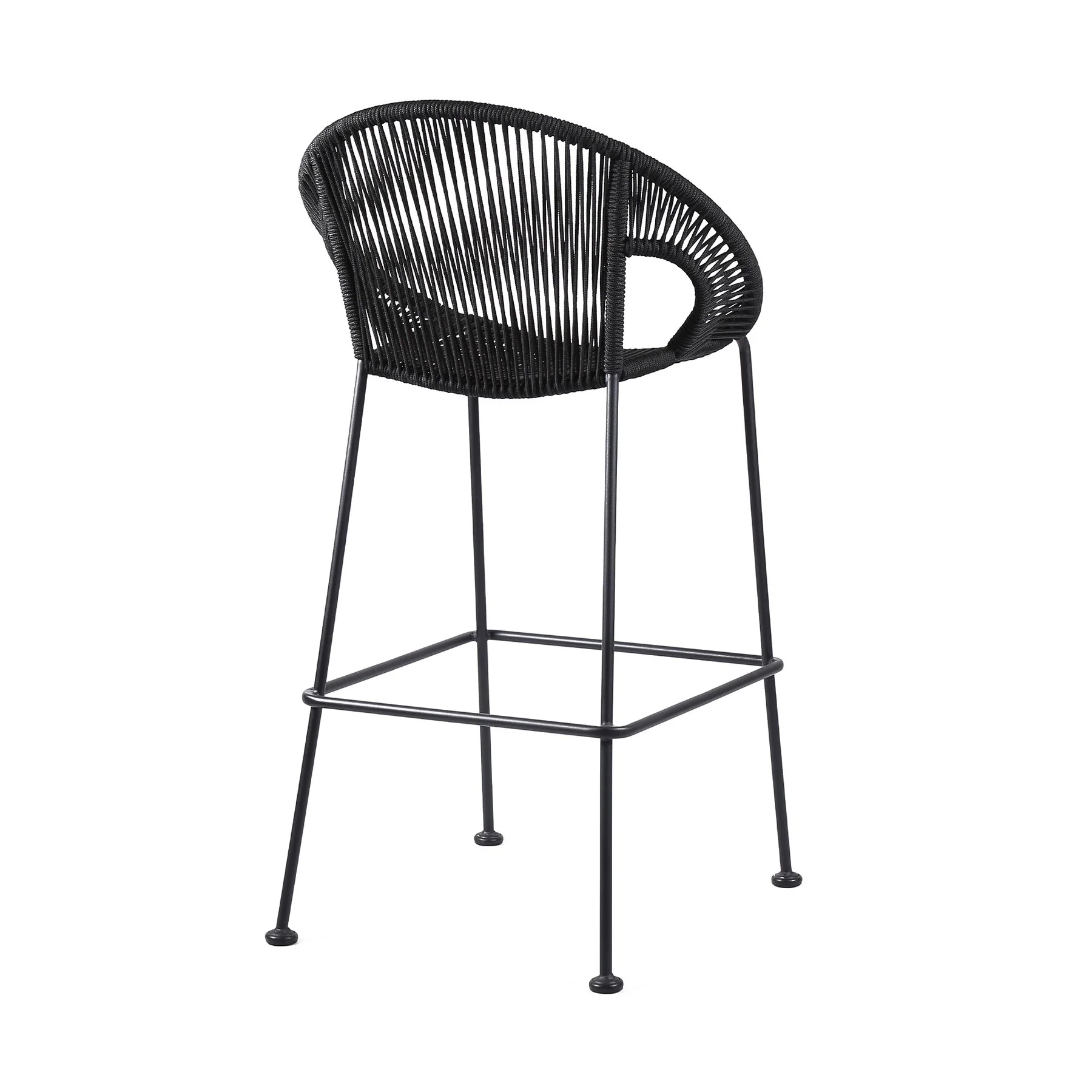 Acapulco 30" Indoor Outdoor Steel Bar Stool with Black Rope - Image 3