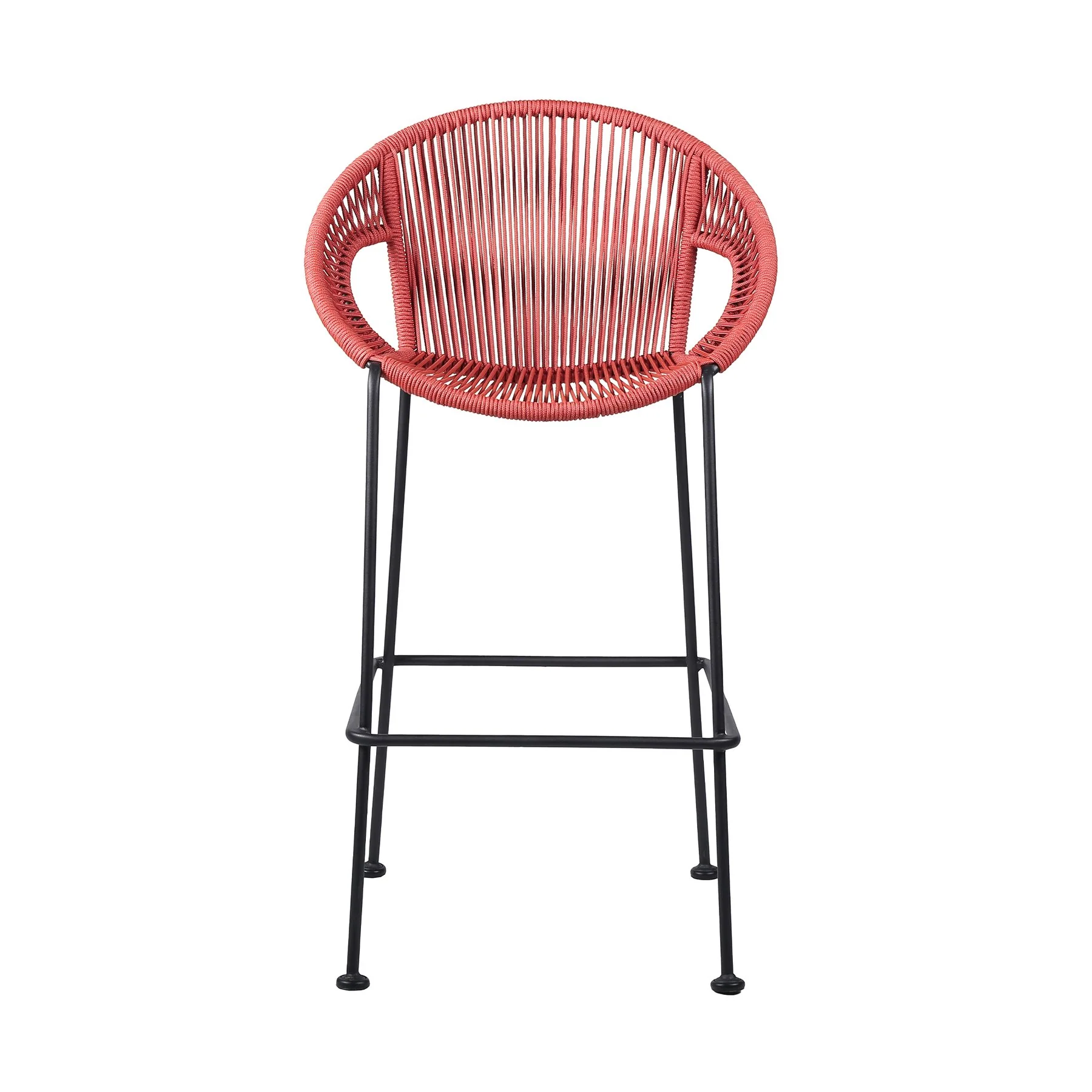 Acapulco 30" Indoor Outdoor Steel Bar Stool with Brick Red Rope - Image 2