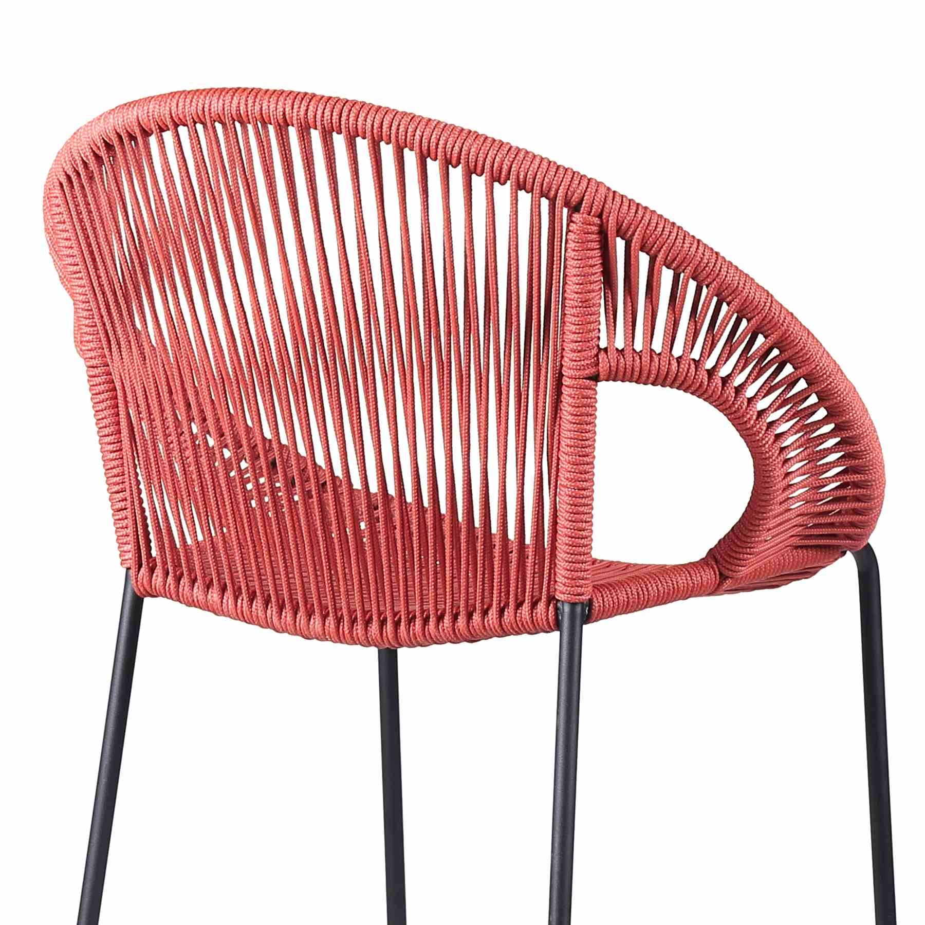 Acapulco 30" Indoor Outdoor Steel Bar Stool with Brick Red Rope - Image 5