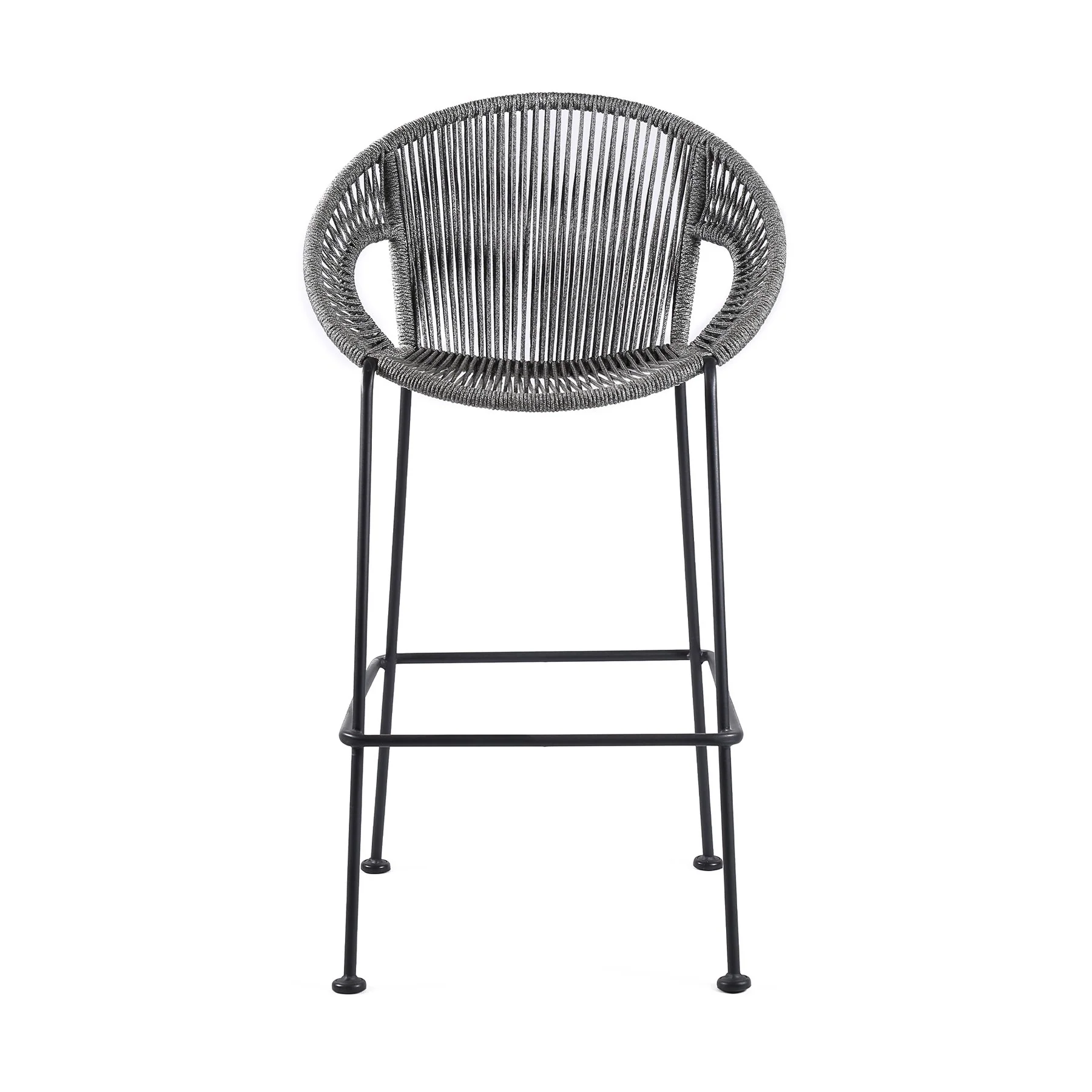 Acapulco 30" Indoor Outdoor Steel Bar Stool with Gray Rope - Image 2