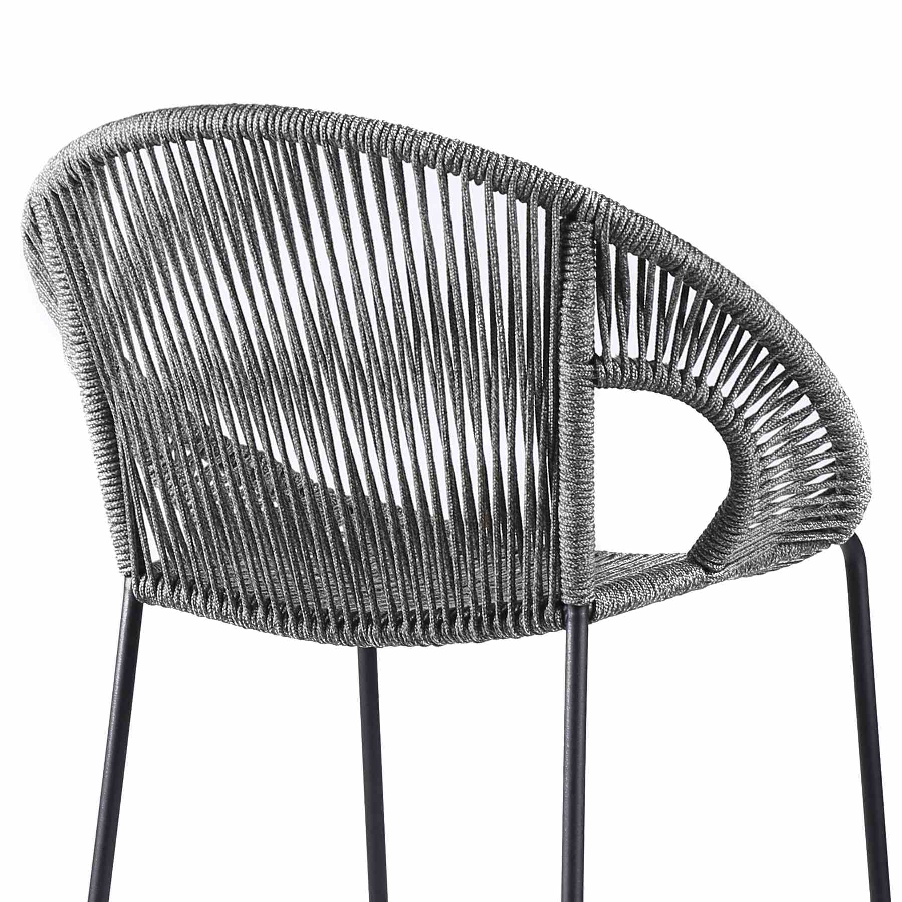 Acapulco 30" Indoor Outdoor Steel Bar Stool with Gray Rope - Image 5