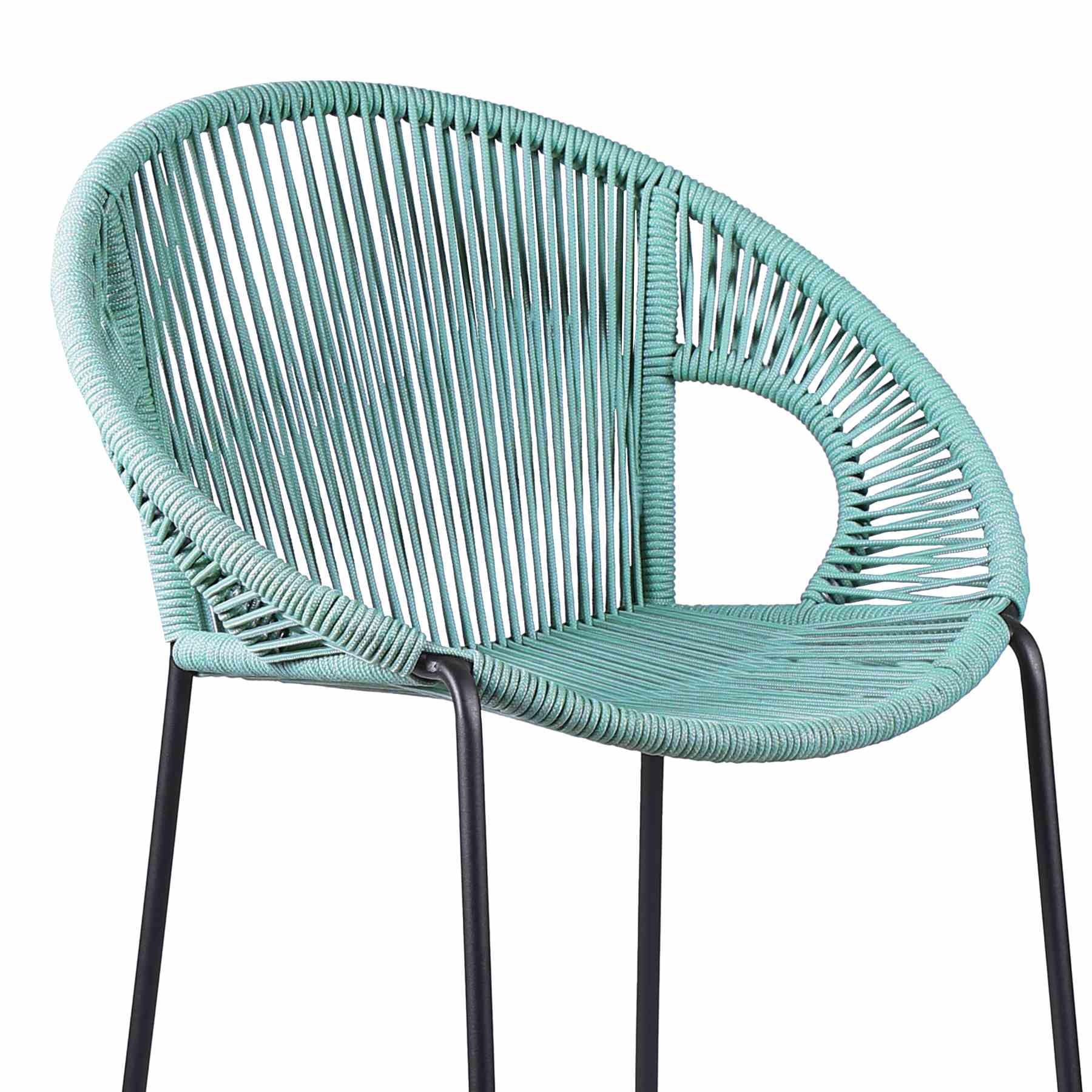 Acapulco 30" Indoor Outdoor Steel Bar Stool with Wasabi Rope - Image 4