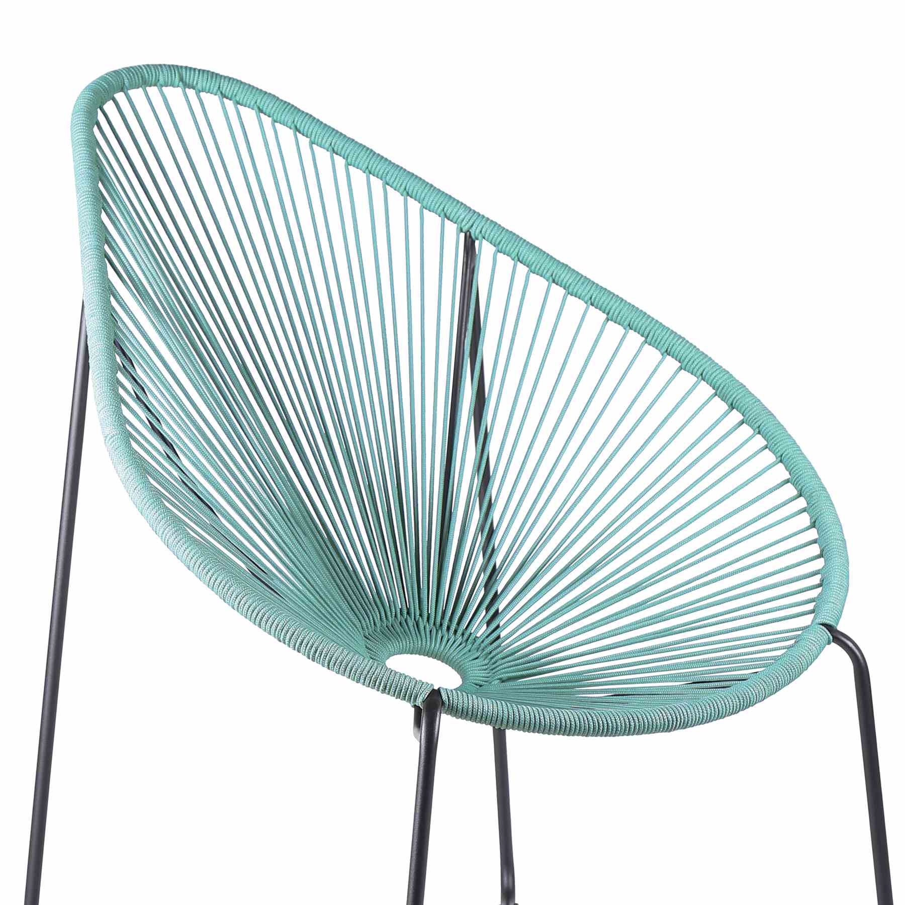 Acapulco Indoor Outdoor Steel Papasan Lounge Chair with Wasabi Rope - Image 4