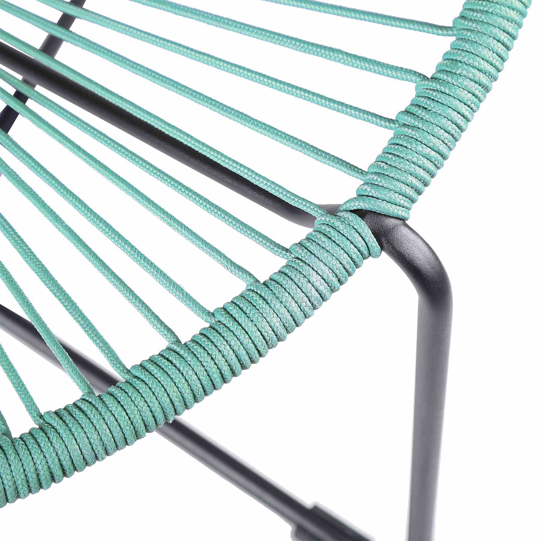 Acapulco Indoor Outdoor Steel Papasan Lounge Chair with Wasabi Rope - Image 6