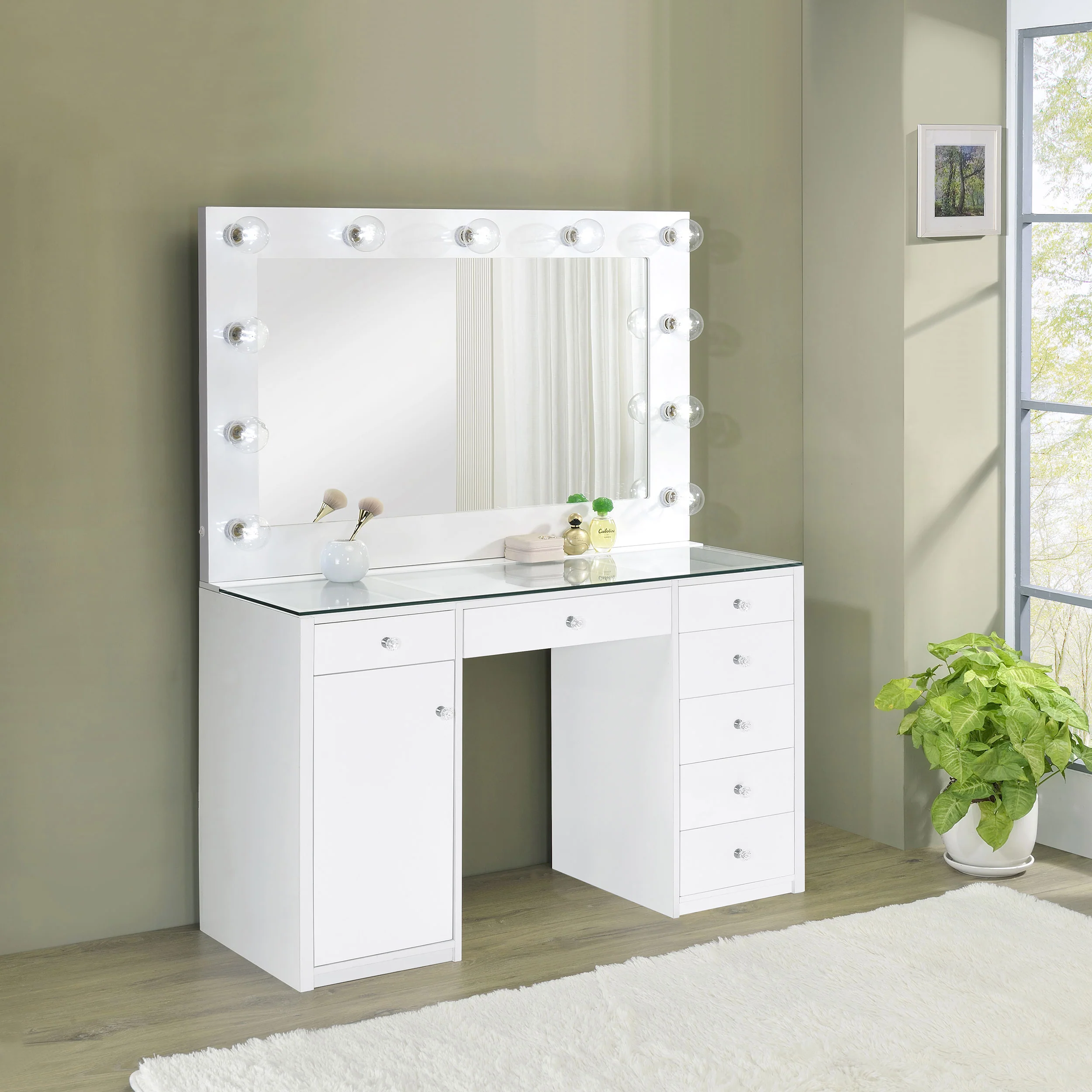 Acena Makeup Vanity Table with LED Mirror - Image 2