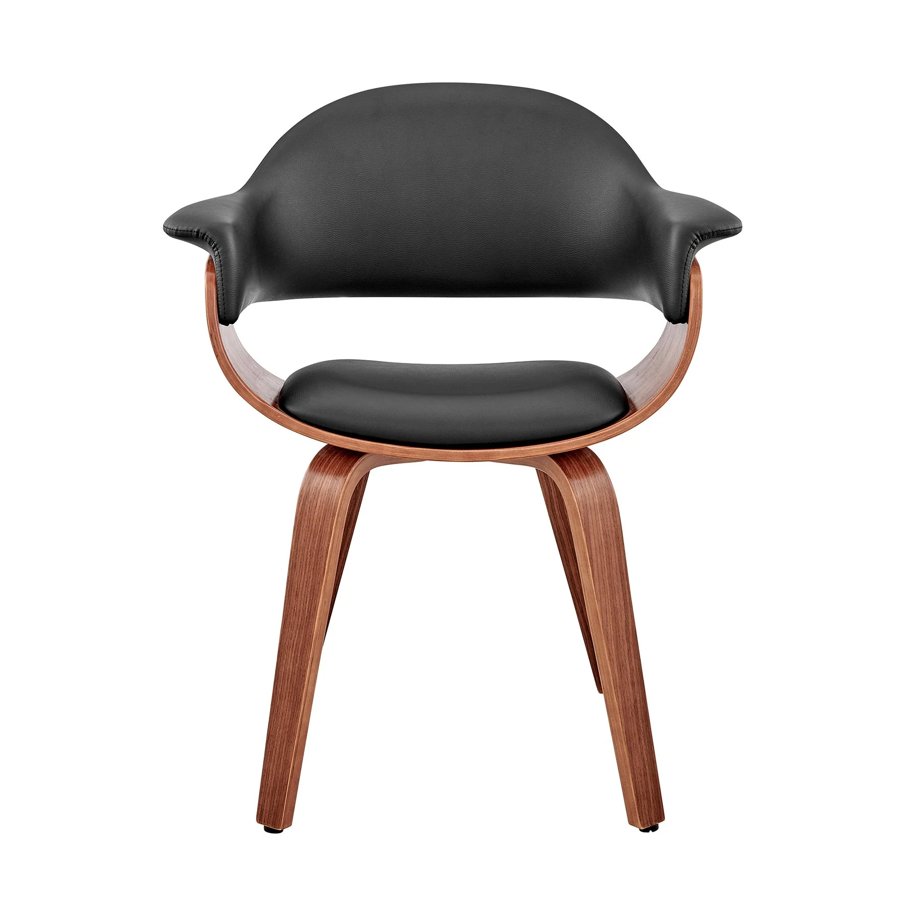 Adalyn Black Faux Leather and Walnut Wood Dining Room Accent Chair - Image 2