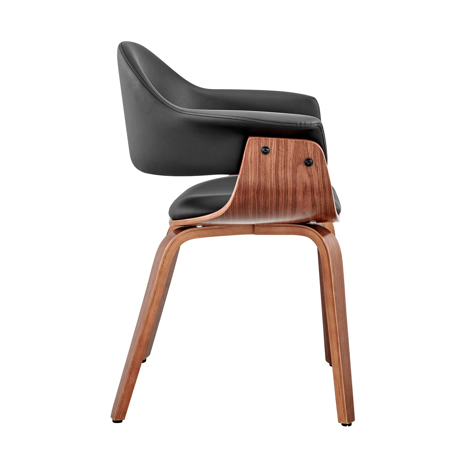 Adalyn Black Faux Leather and Walnut Wood Dining Room Accent Chair - Image 3