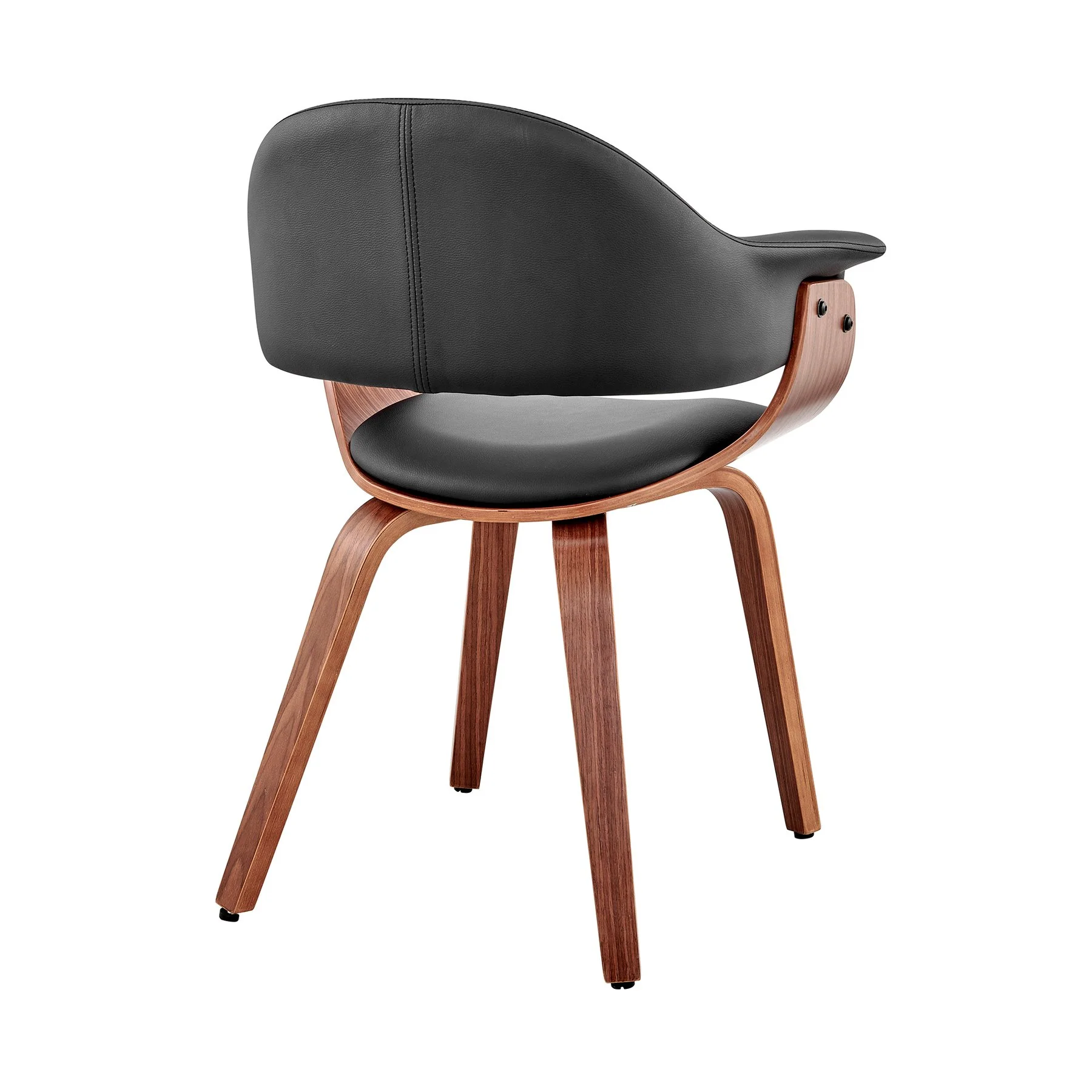 Adalyn Black Faux Leather and Walnut Wood Dining Room Accent Chair - Image 4