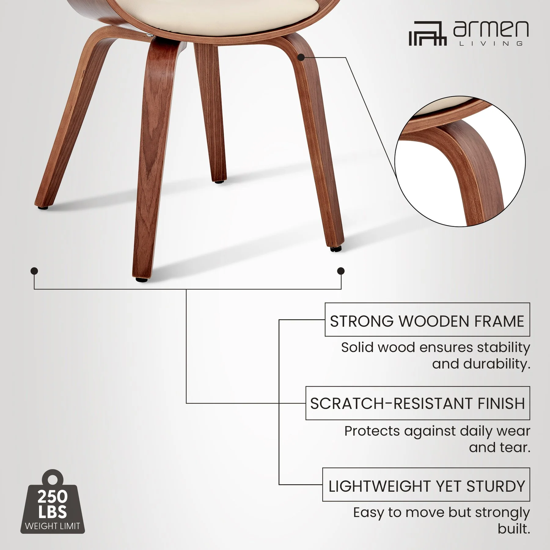 Adalyn Cream Faux Leather and Walnut Wood Dining Room Accent Chair - Image 13