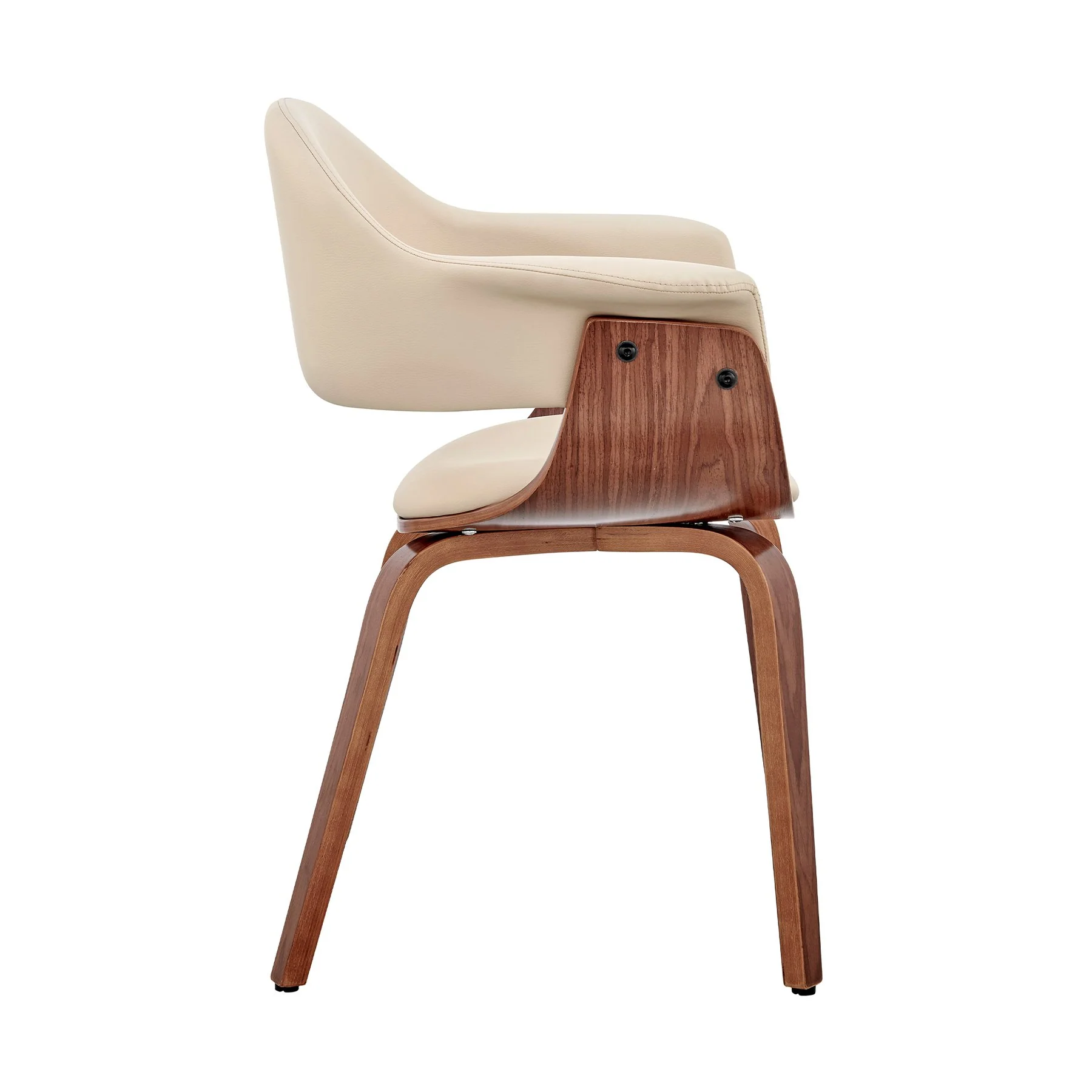 Adalyn Cream Faux Leather and Walnut Wood Dining Room Accent Chair - Image 3