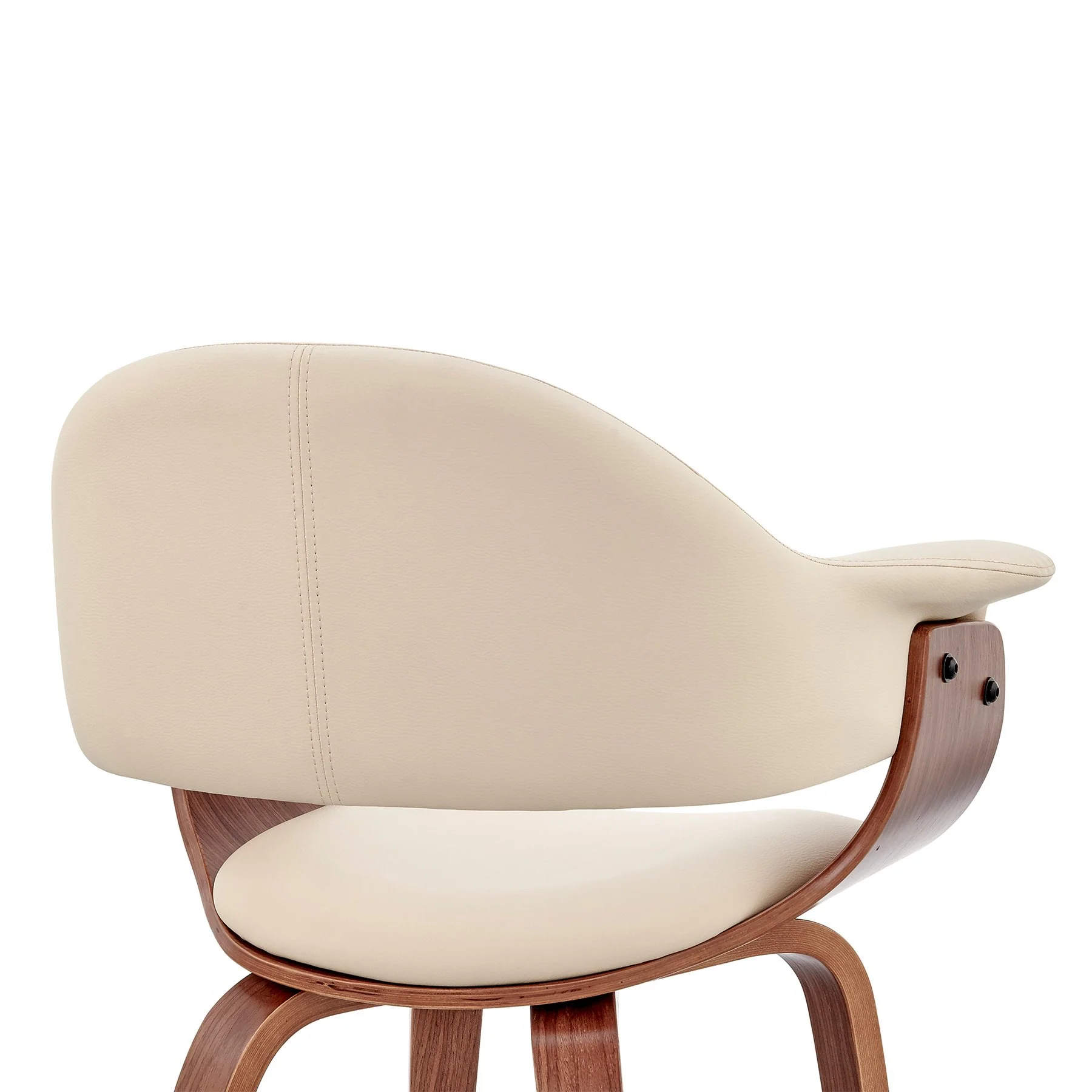 Adalyn Cream Faux Leather and Walnut Wood Dining Room Accent Chair - Image 7