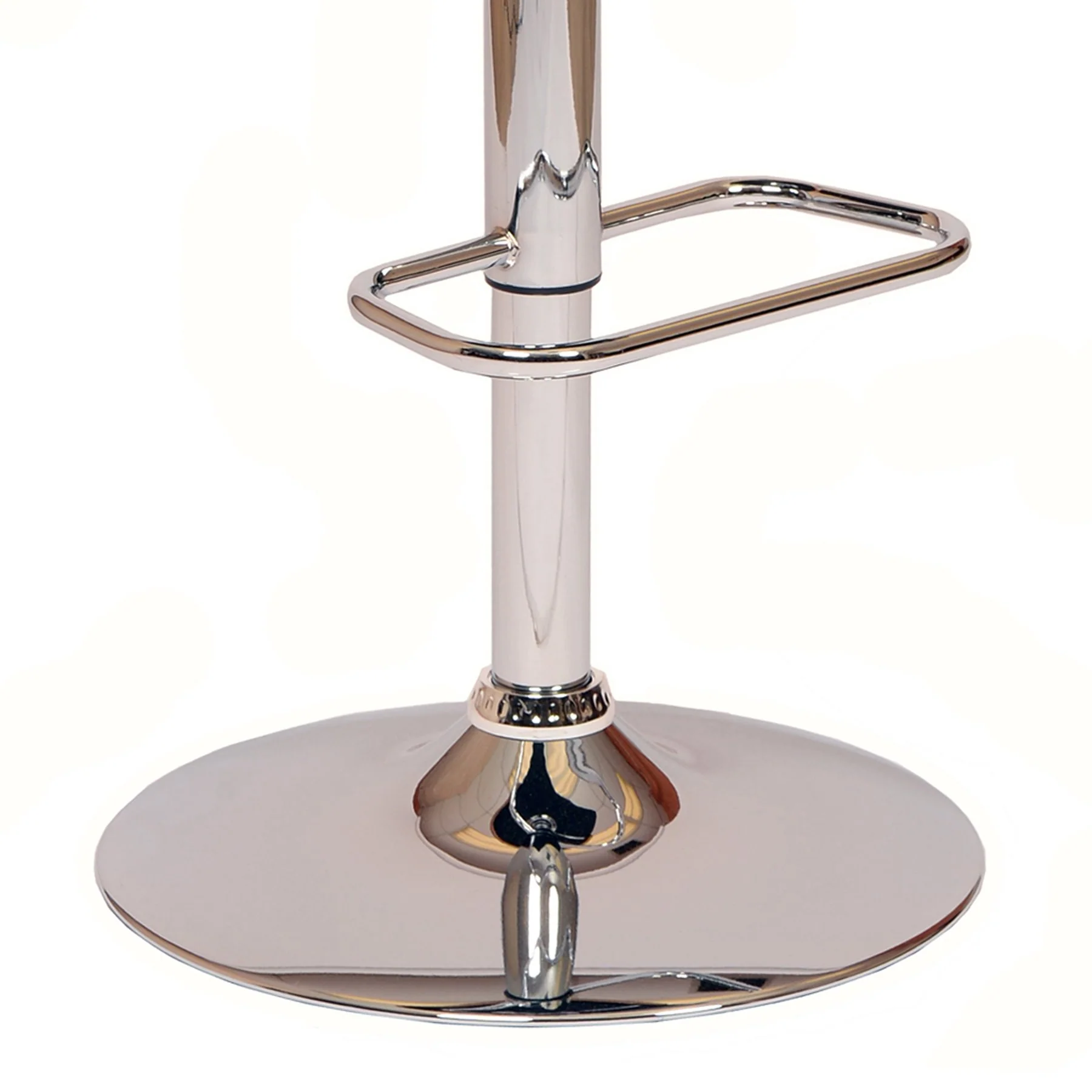 Adele Adjustable Height Swivel Black Faux Leather and Walnut Wood Bar Stool with Chrome Base - Image 3