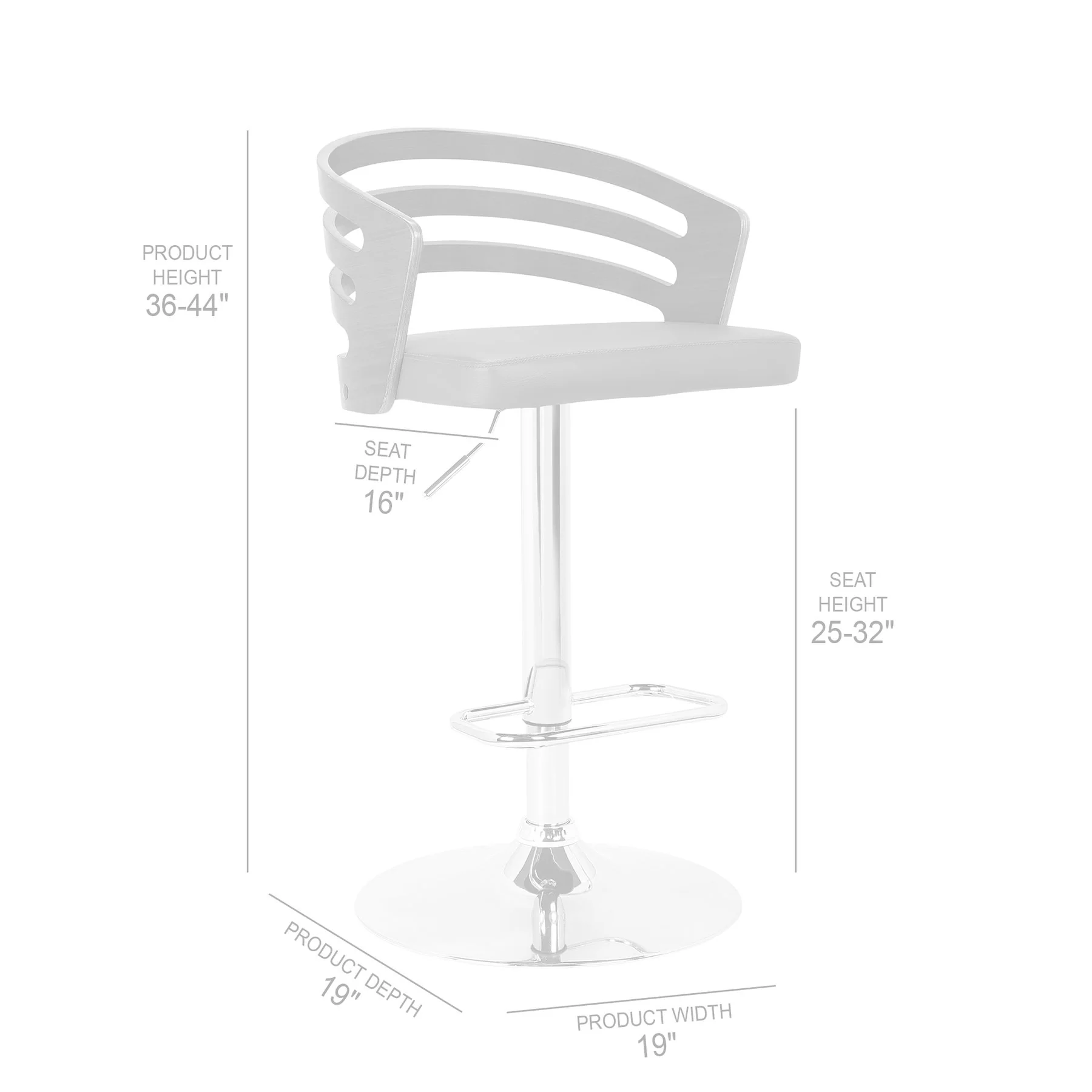Adele Adjustable Height Swivel Cream Faux Leather and Walnut Wood Bar Stool with Chrome Base - Image 4