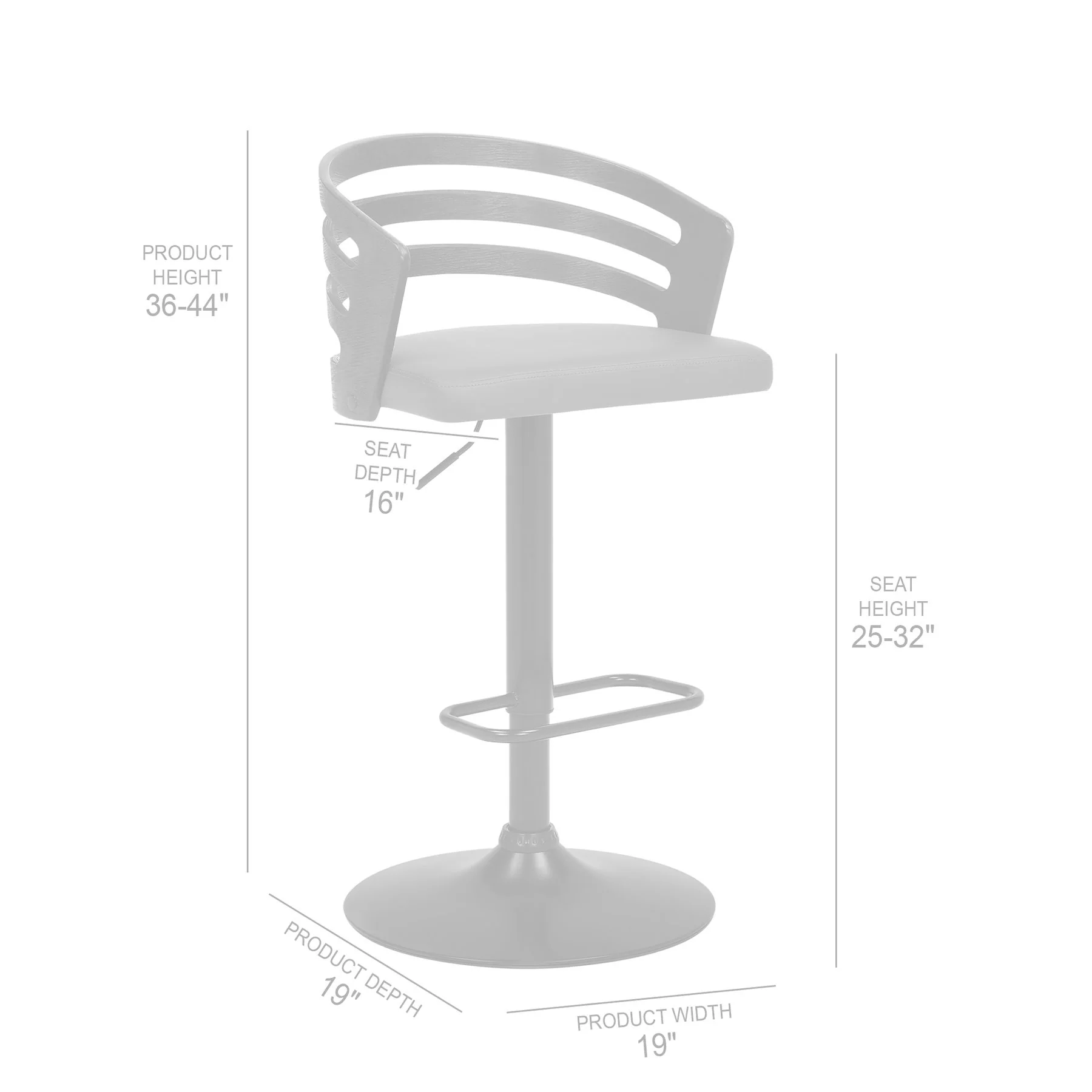 Adele Adjustable Height Swivel Gray Faux Leather and Black Wood Bar Stool with Black Base - Image 9
