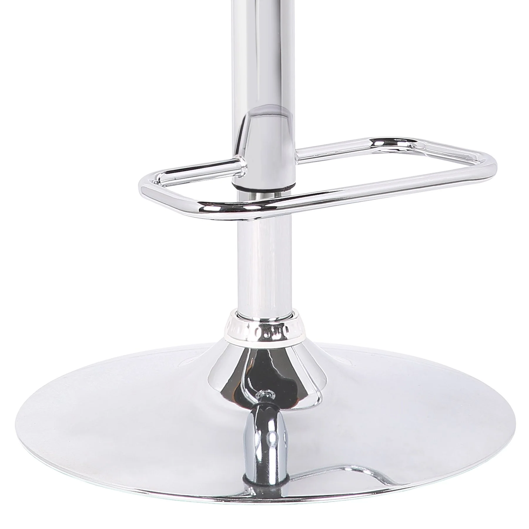 Adele Adjustable Height Swivel Gray Faux Leather and Walnut Wood Bar Stool with Chrome Base - Image 6