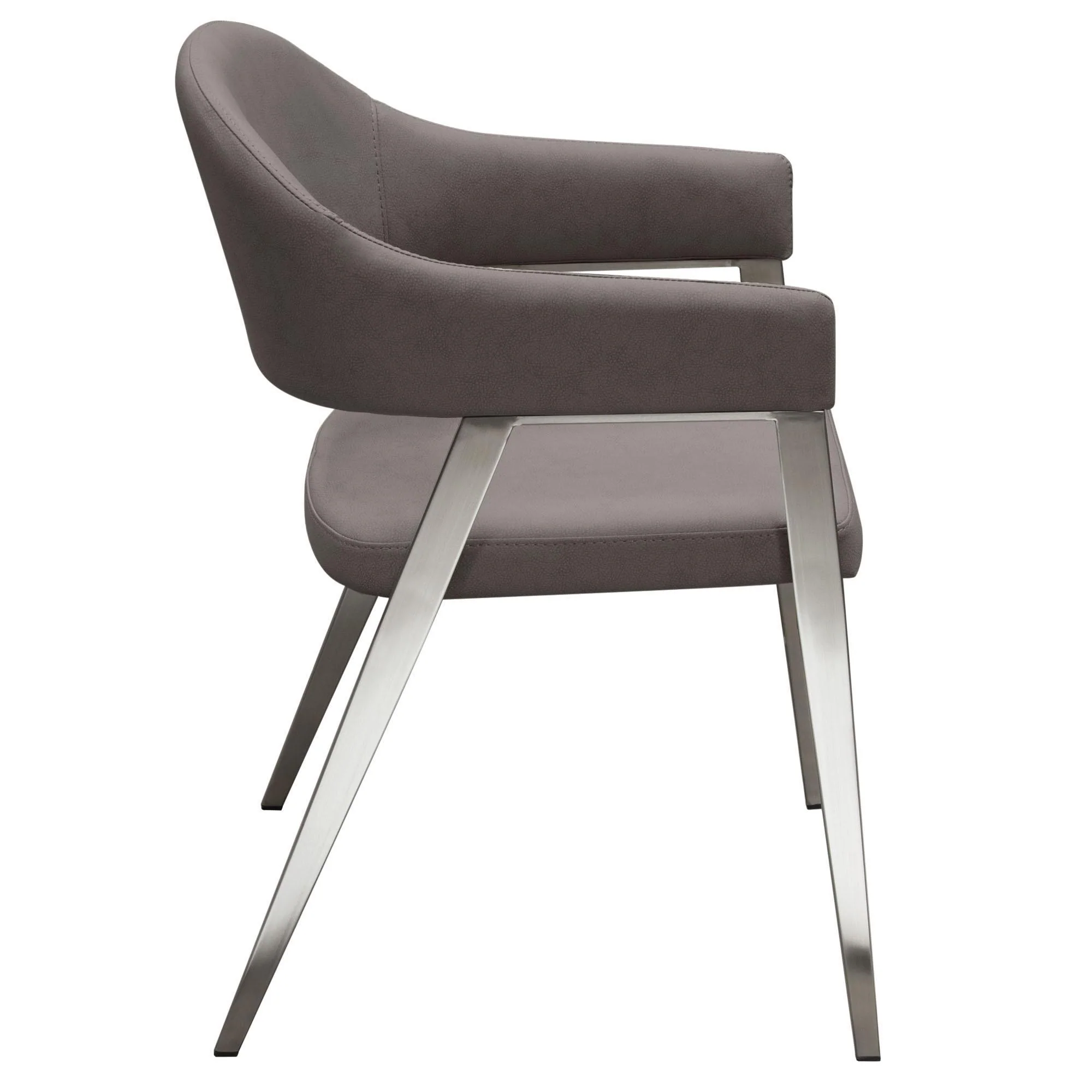Adele Set of Two Dining/Accent Chairs in Grey Leatherette w/ Brushed Stainless Steel Leg by Diamond Sofa - Image 4
