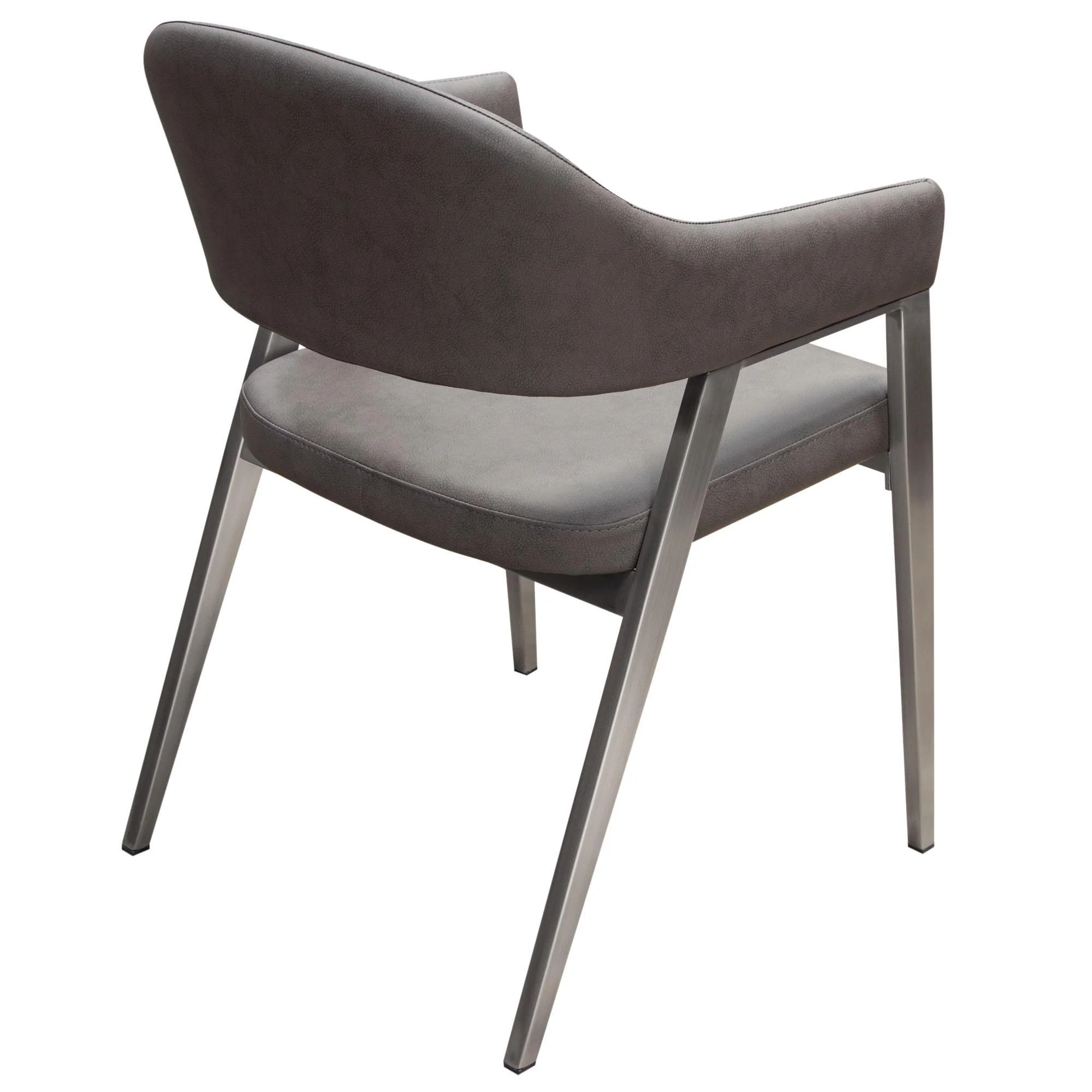 Adele Set of Two Dining/Accent Chairs in Grey Leatherette w/ Brushed Stainless Steel Leg by Diamond Sofa - Image 5