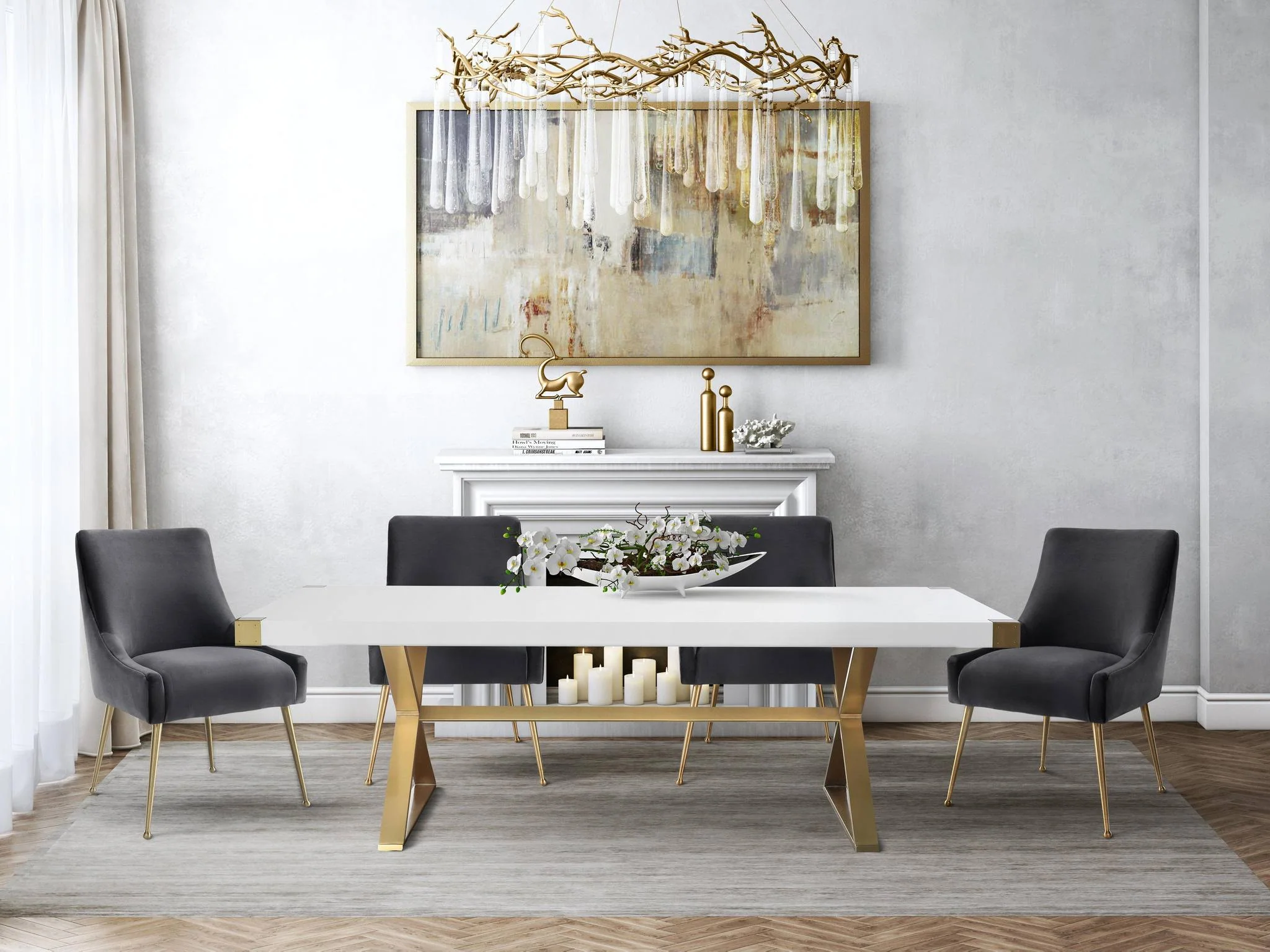 Adeline White Lacquer Dining Table - Image 2