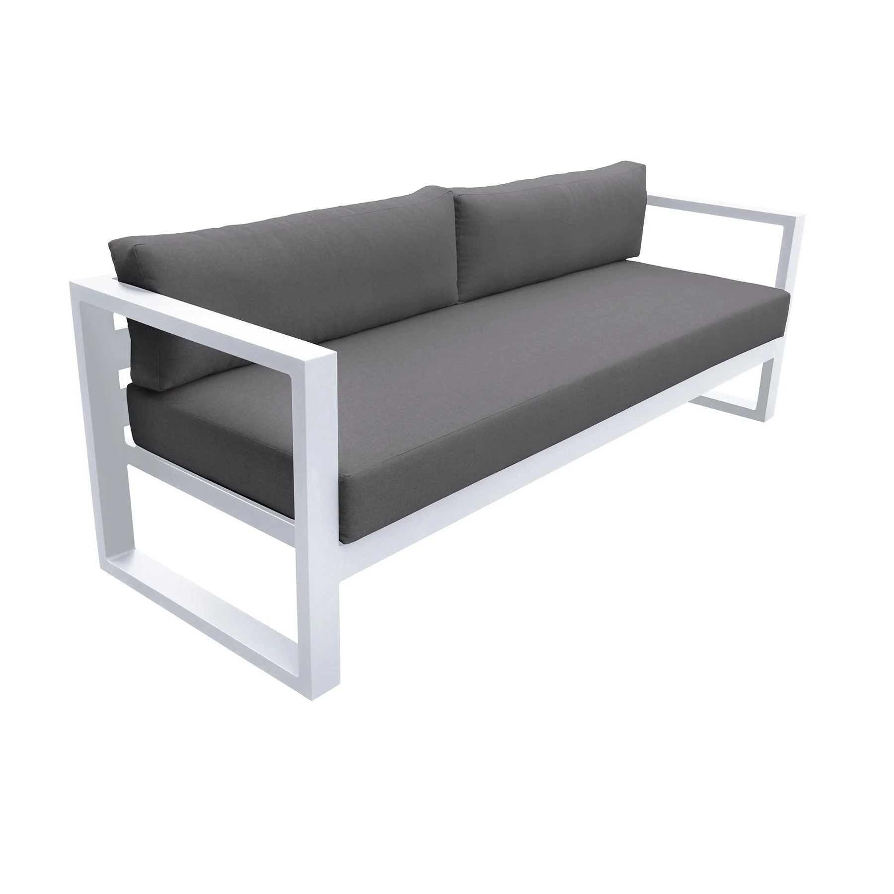 Aelani Aluminum Outdoor Sofa in Dark Gray and White - Image 3