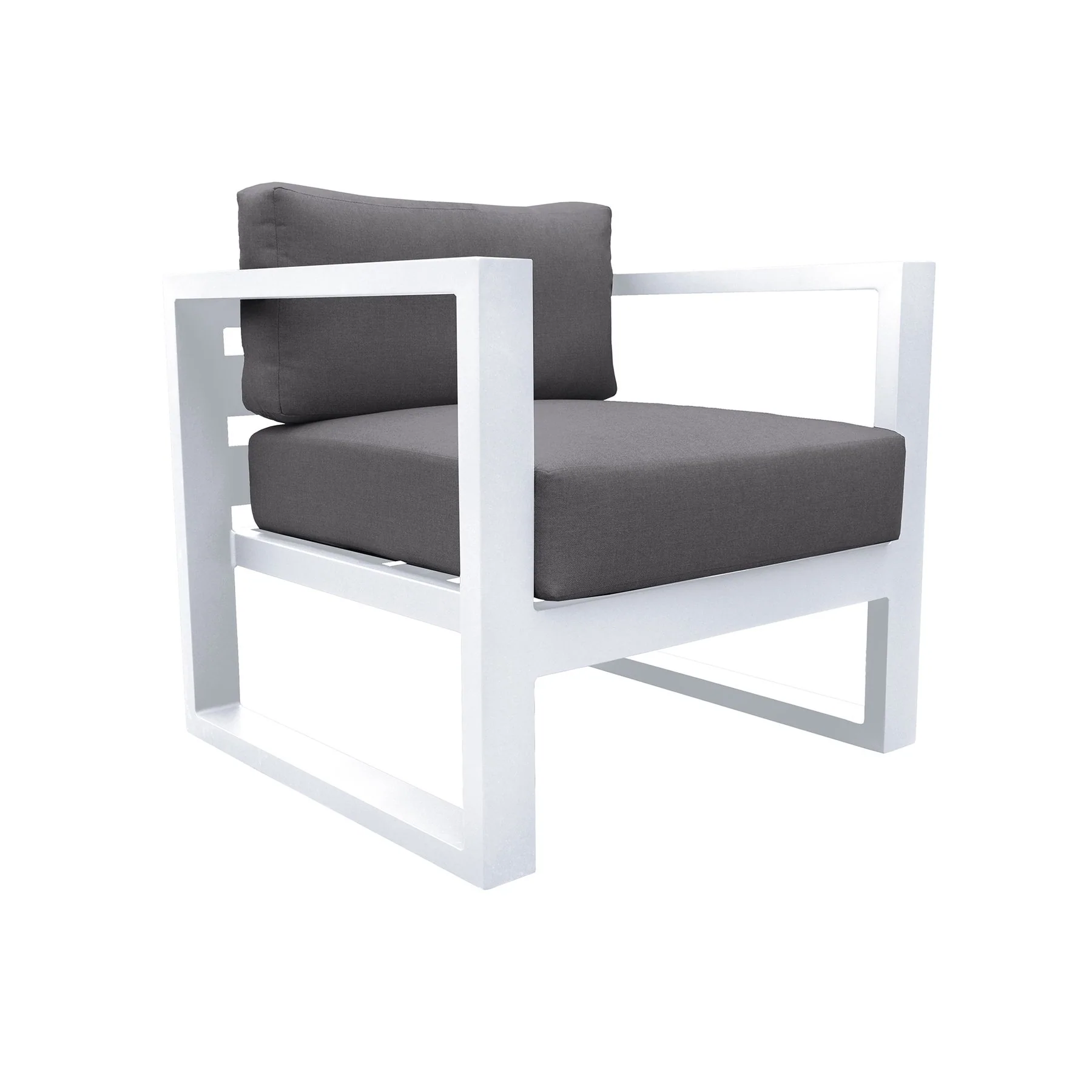 Aelani Outdoor 4 piece Set in White Finish and Charcoal Cushions - Image 5