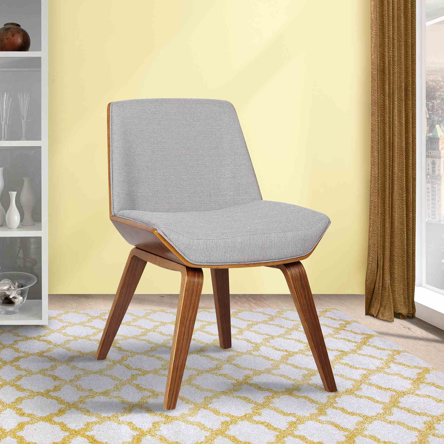 Agi Mid-Century Dining Chair in Walnut Wood and Gray Fabric - Image 4