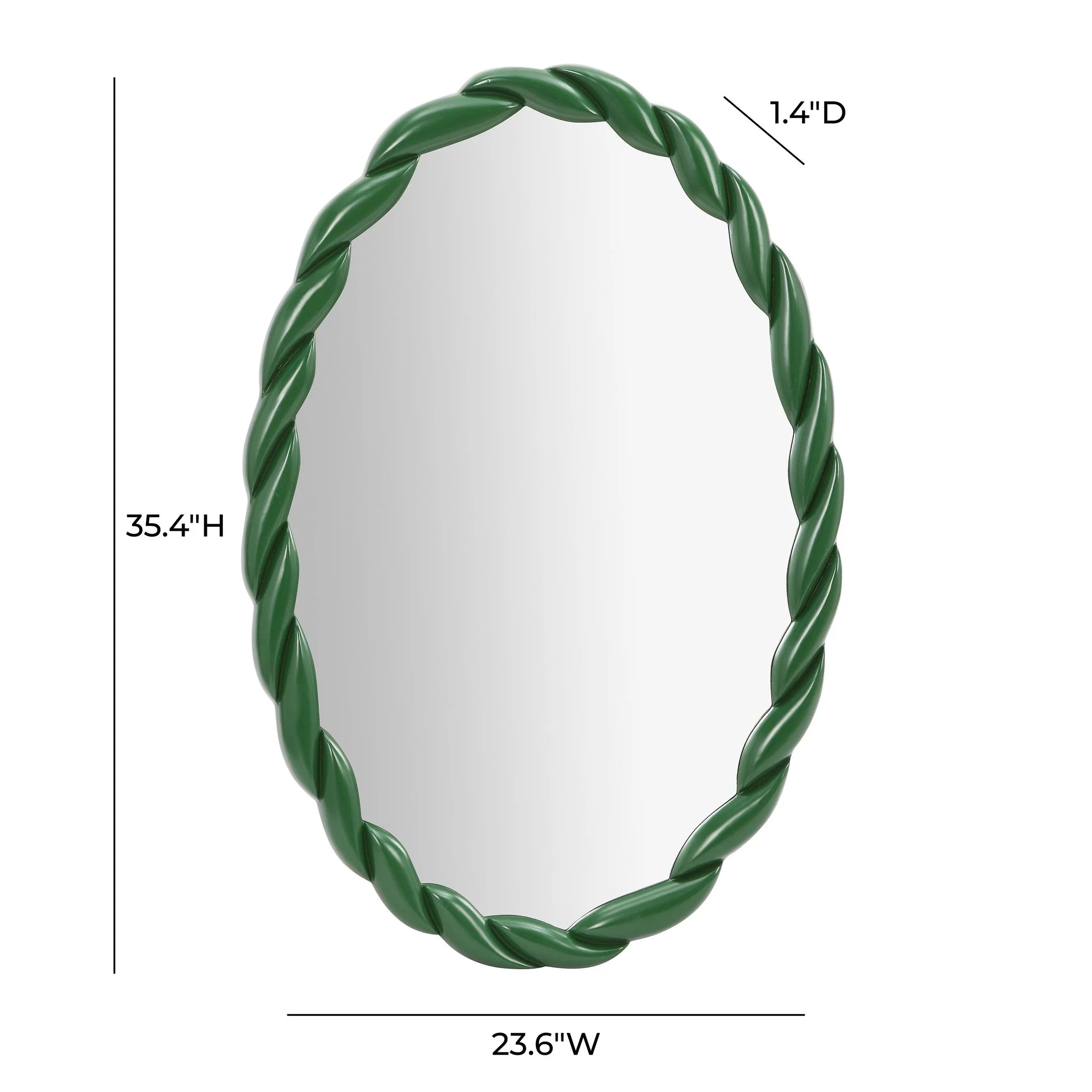 Agnes Forest Green Glossy Oval Mirror - Image 6