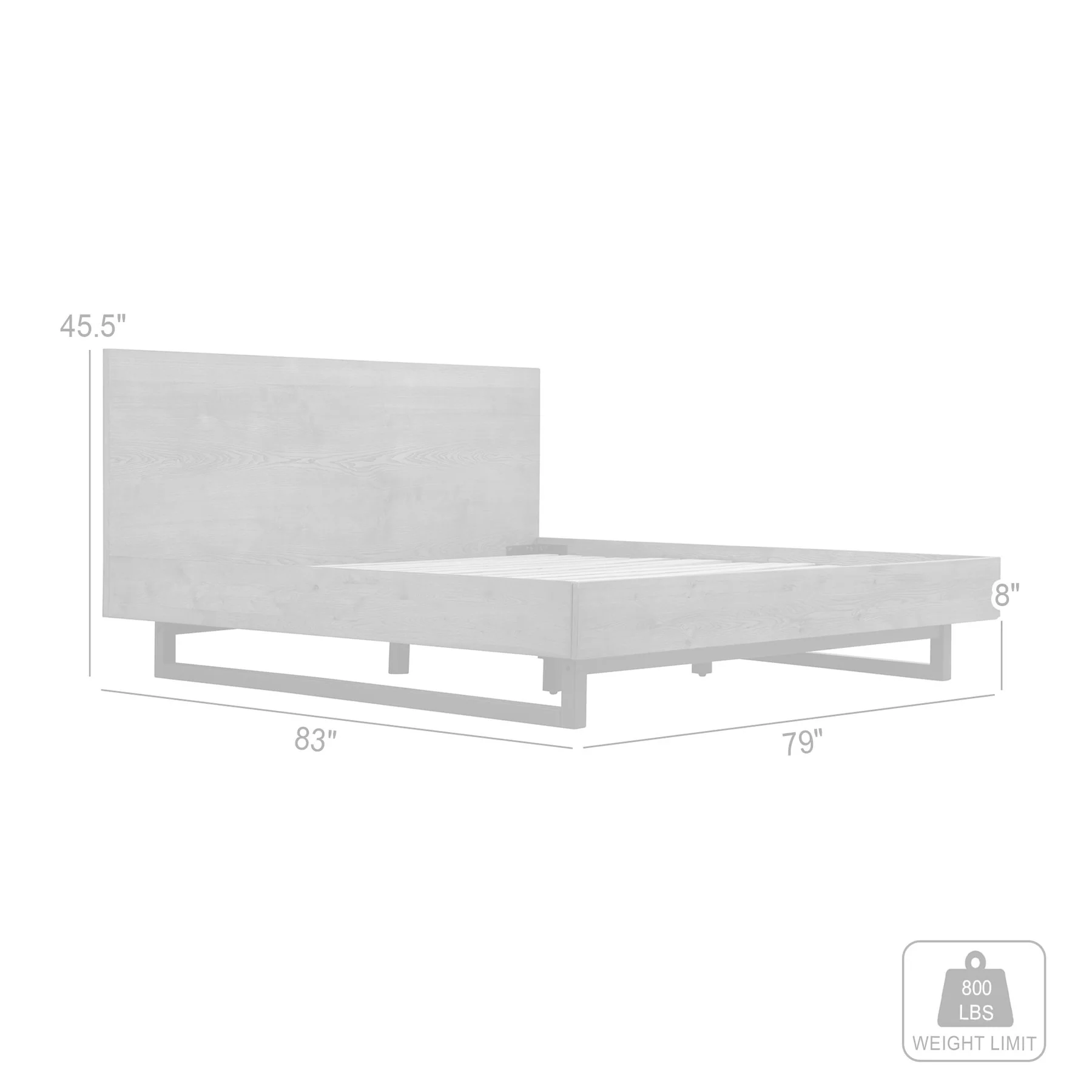 Aldo King Size Brown Oak Wood Platform Bed Frame with Black Metal Legs - Image 10