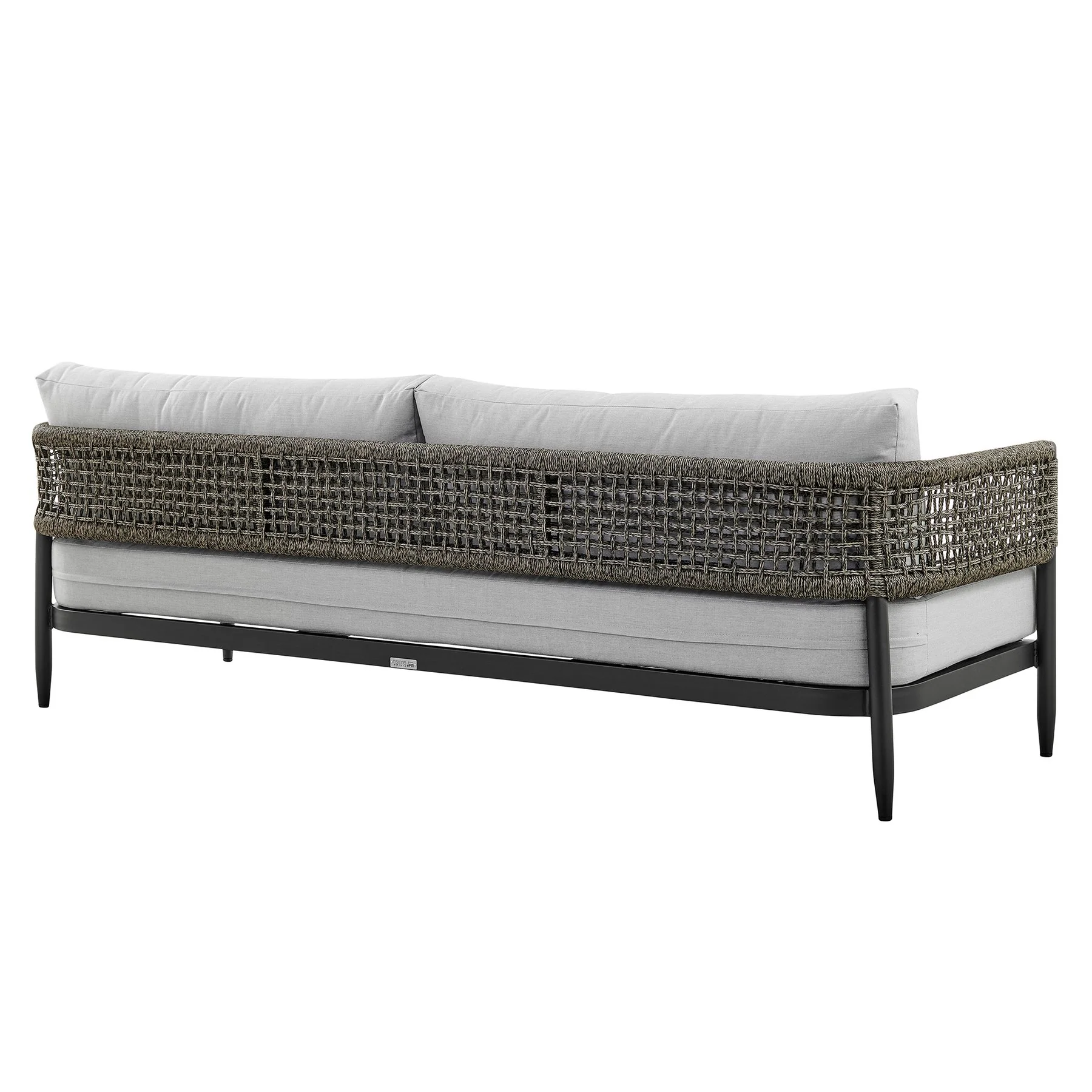 Alegria Aluminum and Rope Outdoor Sofa in Black and Gray - Image 3