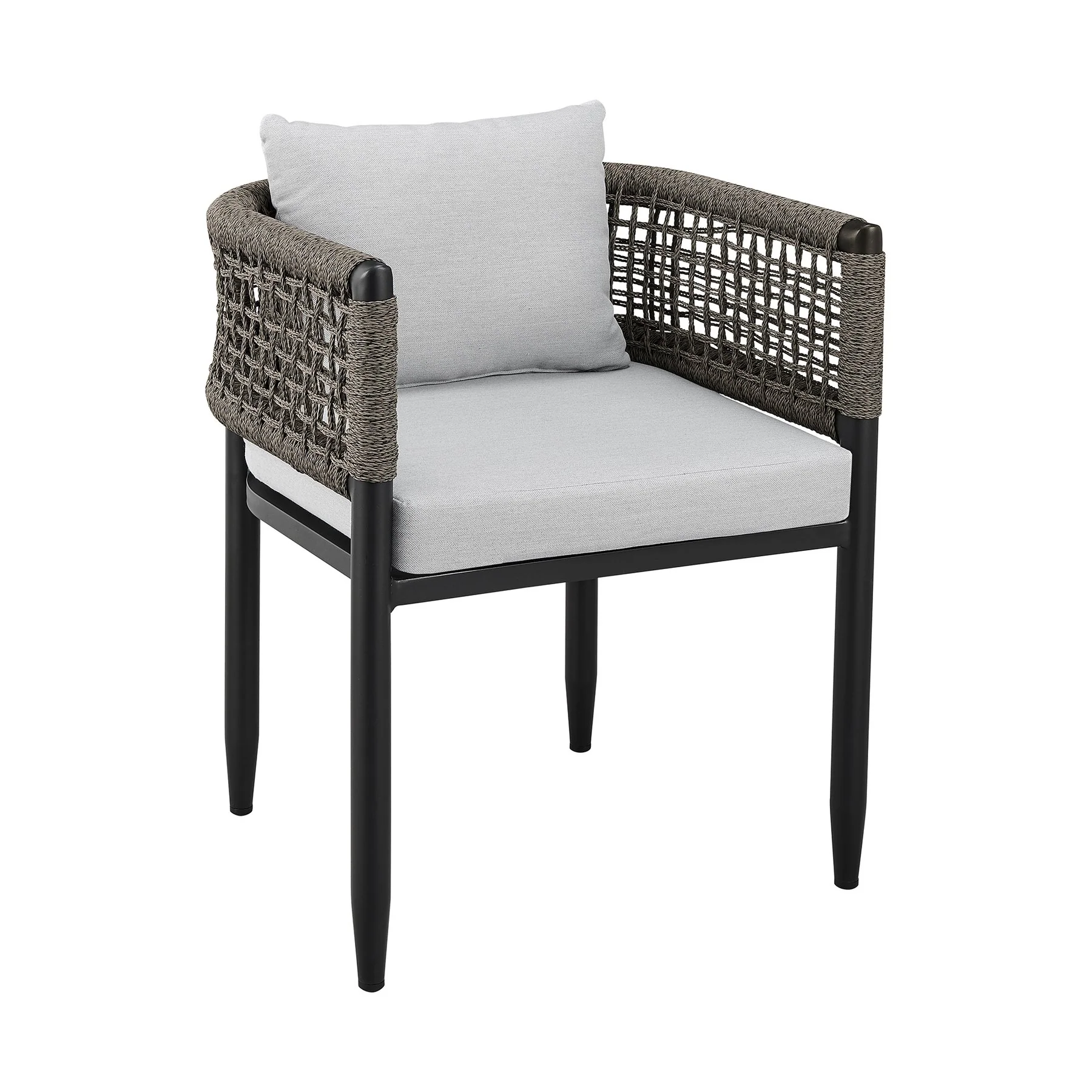 Alegria Outdoor Patio 5-Piece Dining Table Set in Aluminum with Gray Rope and Cushions - Image 2